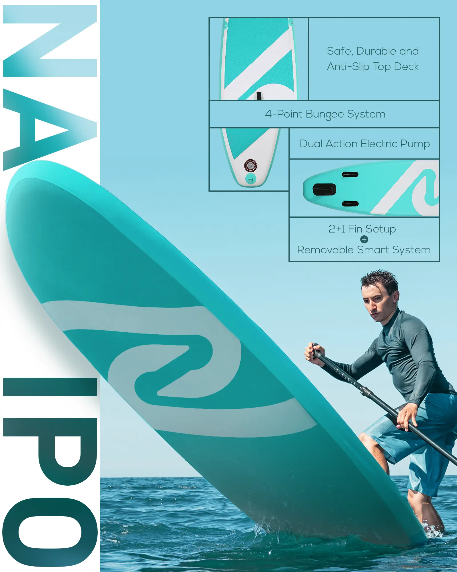 Inflatable Paddle Board Paddleboard Inflatable Stand Up Paddle Board SUP Board with Premium Full Accessories 120"x30"x6" for Youth & Adults Have Fun in Oceans, River and Lakes