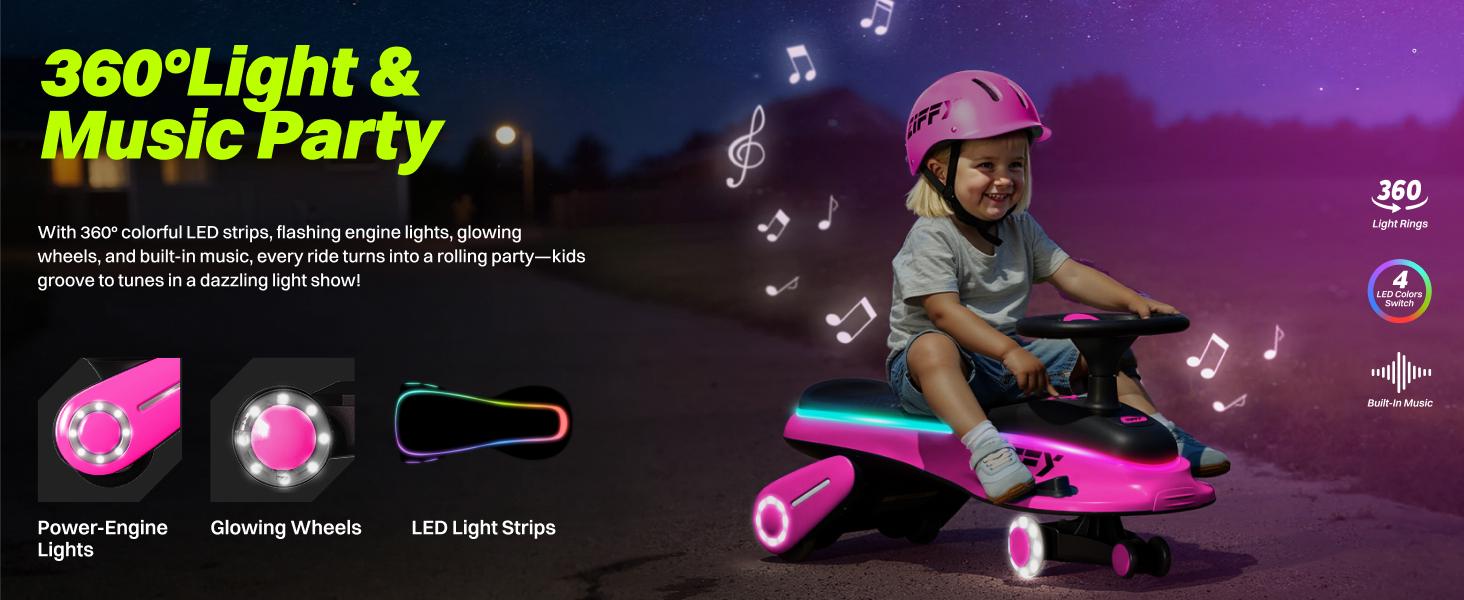 ZIFFY 45W 5.5A Light-Up Electric Wiggle Car with Pedal, Rechargeable Battery, 2-in-1 Swing Car, 2 Speed Ride-On Toy, Anti-Rollover, Flashing Wheels for Ages 3+ (Up to 110 lbs) ZIFFY 45W 5.5A Light-Up Electric Wiggle Car with Pedal, Rechargeable Battery, 2-in-1 Swing Car, 2 Speed Ride-On Toy, Anti-Rollover, Flashing Wheels for Ages 3+ (Up to 110 lbs)