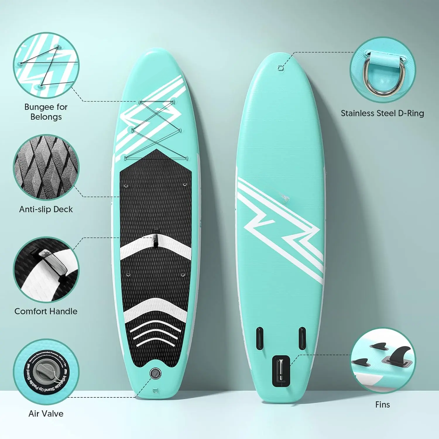 HULIABU 11' Premium Stand Up Paddle Board, Yoga Board with SUP Accessories & Carry Bag | Wide Stance, Surf Control, Non-Slip Deck, Leash, Paddle and Pump for Youth & Adult