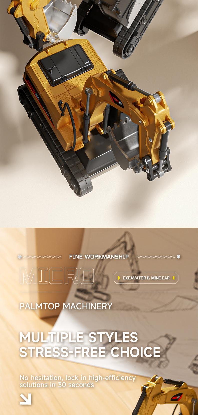 BRRRRT 1/64 RC Forklift Toy Remote Control Excavator RC Dump Truck RC Bulldozer for Adults Kids Boys and Girls RC Construction Vehicles