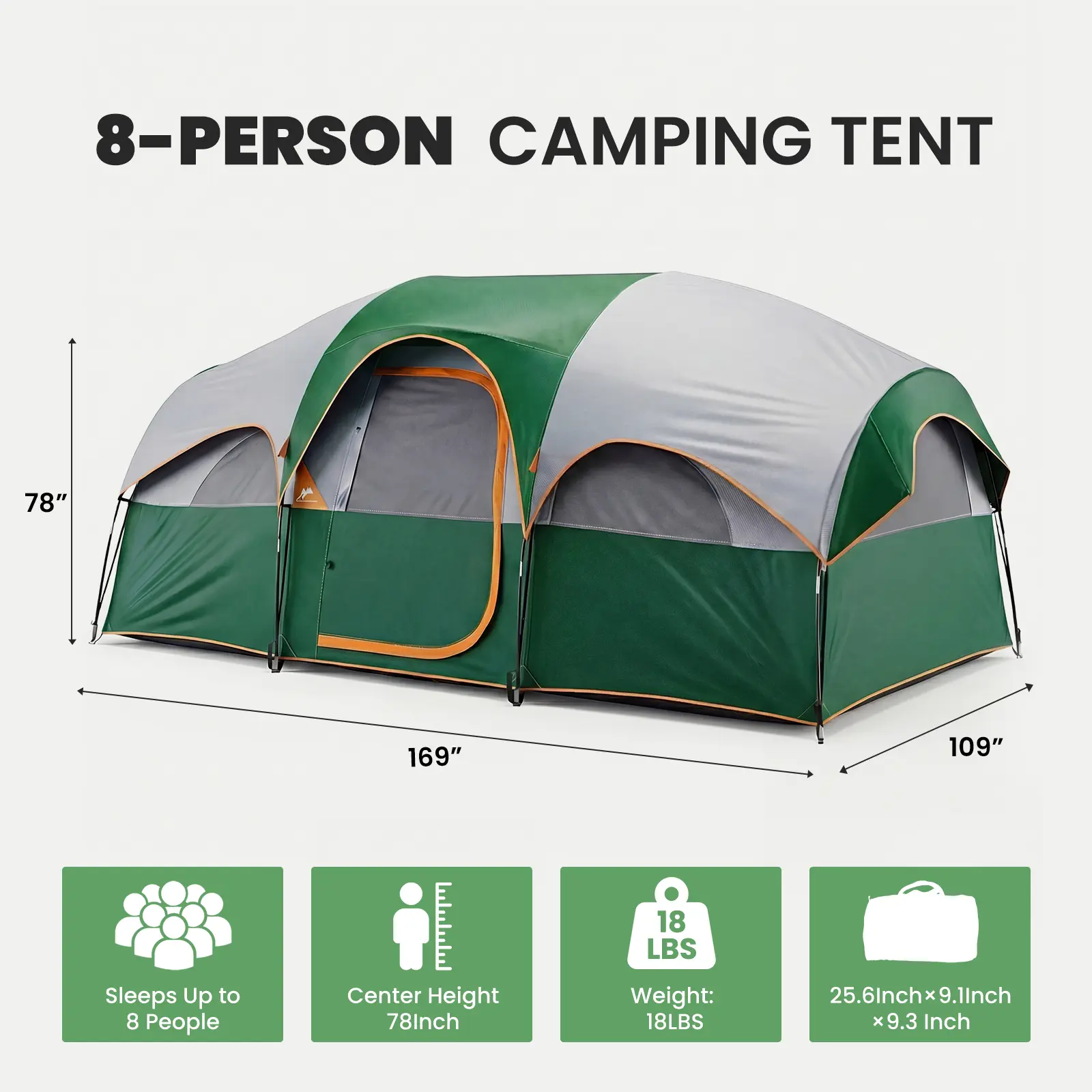 Sweetcrispy 2-8 Person Instant Polyester Camping Tent for Families, Easy Setup with Removable Rainfly, Power Cord Access & Excellent Ventilation, Easy Setup Tents, Tents For Camping