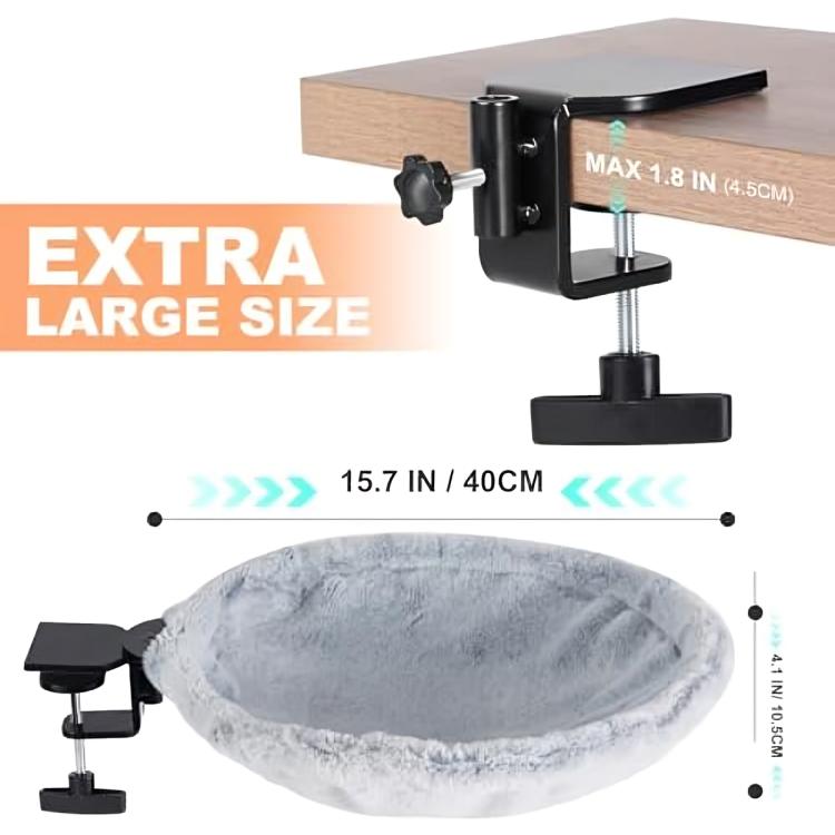 Cat Desk Bed 180&deg; Rotating Rabbit Fur Cat Bed, Soft Indoor Cat Nest for Office Desk, Gaming Table & Island Counter, Supports 50 lbs, Light Grey sohochic