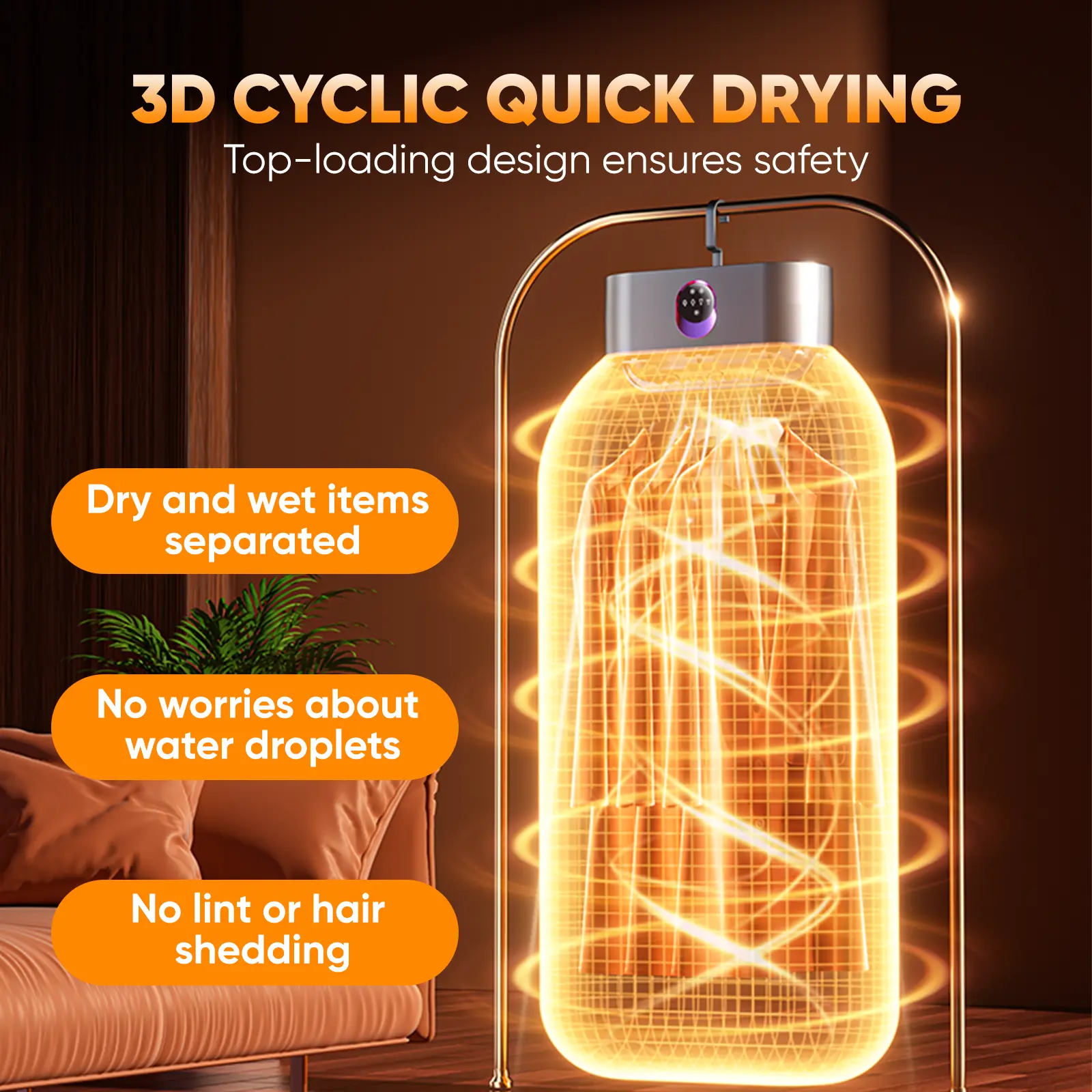 HULIABU Portable Clothes Dryer 600W Hold 11-20 Items, with Timer & Remote Control, One Mini Hanger, Foldable Drying Bag, Small Compact Electric Fast Drying Machine for Laundry, Travel, RV, Home, Apartment