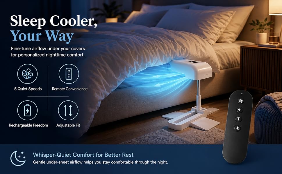 Bed Cooling Fan Under Sheets
