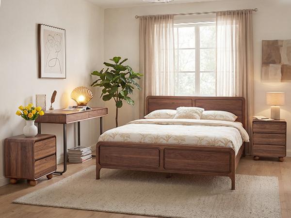 Giratree Small Night Stand with 2 Drawers, Mid Century Modern Nightstands with Solid Wood Legs, 2 Drawer Dresser Curved Profile Design End Table Side Table for Small Space, Dorm, Bedroom