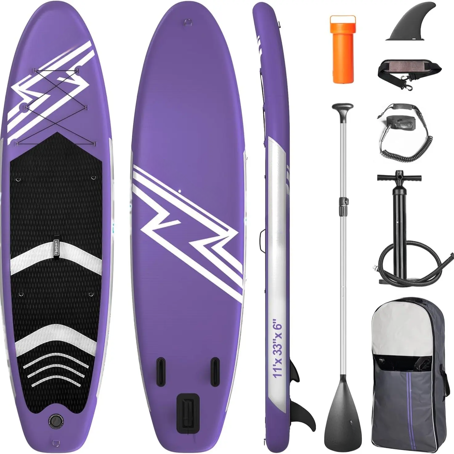HULIABU 11' Premium Stand Up Paddle Board, Yoga Board with SUP Accessories & Carry Bag | Wide Stance, Surf Control, Non-Slip Deck, Leash, Paddle and Pump for Youth & Adult