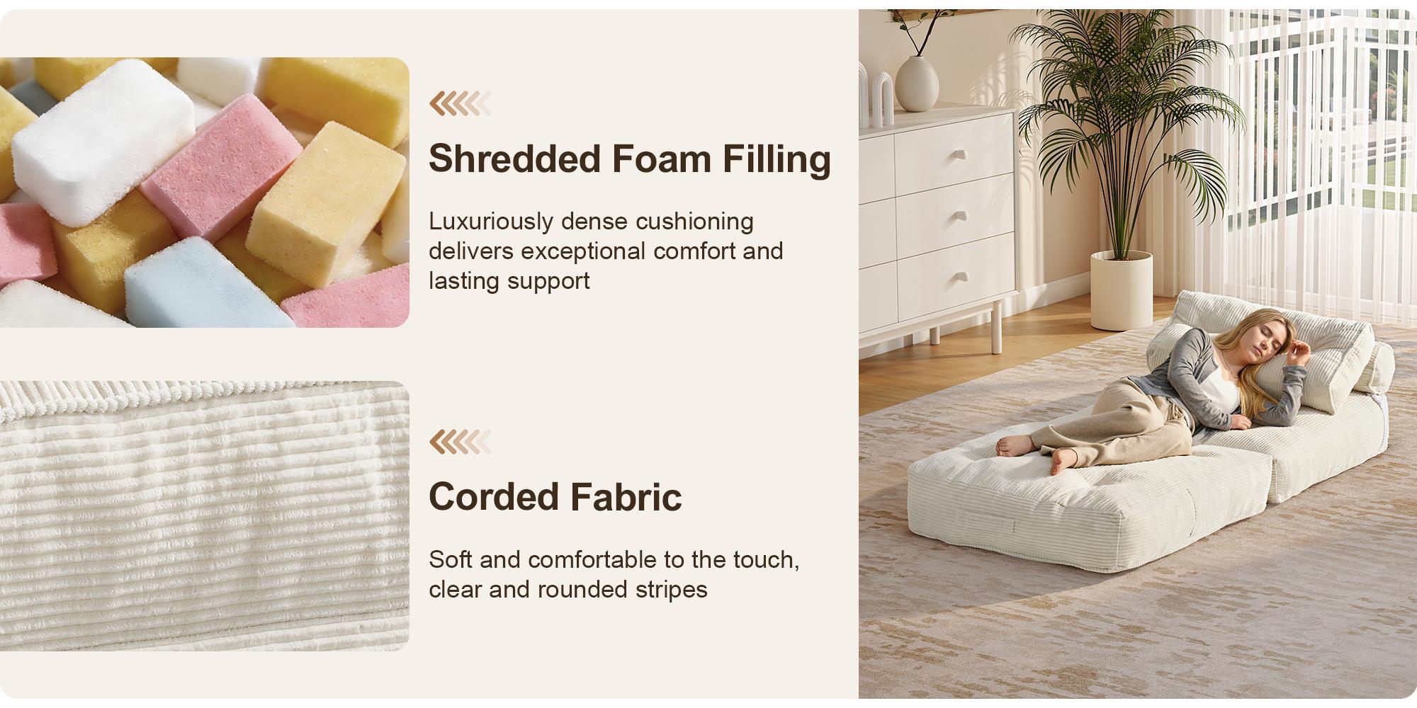 ONBRILL Corduroy Foam Futon Couch Loveseat - Foldable Sleeper with Pillow, Back Support Convertible, Portable Single Indoor Furniture for Small Space Bedroom, Modern Living Room, Folding Couch, Foam Sofa ONBRILL Corduroy Foam Futon Couch Loveseat - Foldable Sleeper with Pillow, Back Support Convertible, Portable Single Indoor Furniture for Small Space Bedroom, Modern Living Room, Folding Couch, Foam Sofa