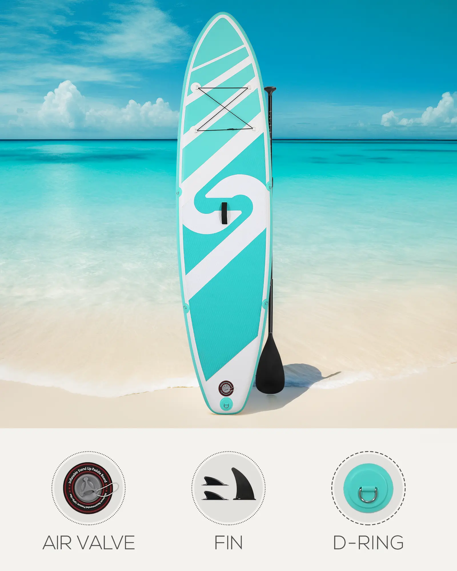 Inflatable Paddle Board Paddleboard Inflatable Stand Up Paddle Board SUP Board with Premium Full Accessories 120"x30"x6" for Youth & Adults Have Fun in Oceans, River and Lakes