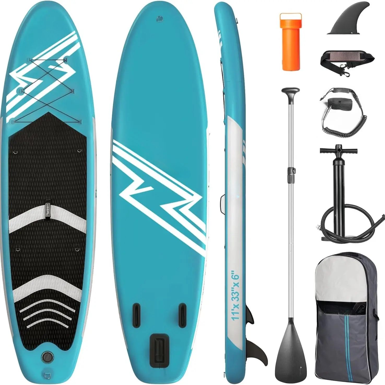 HULIABU 11' Premium Stand Up Paddle Board, Yoga Board with SUP Accessories & Carry Bag | Wide Stance, Surf Control, Non-Slip Deck, Leash, Paddle and Pump for Youth & Adult