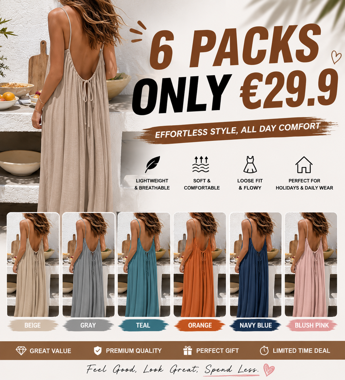 Women's Backless Spaghetti Strap Maxi Dress