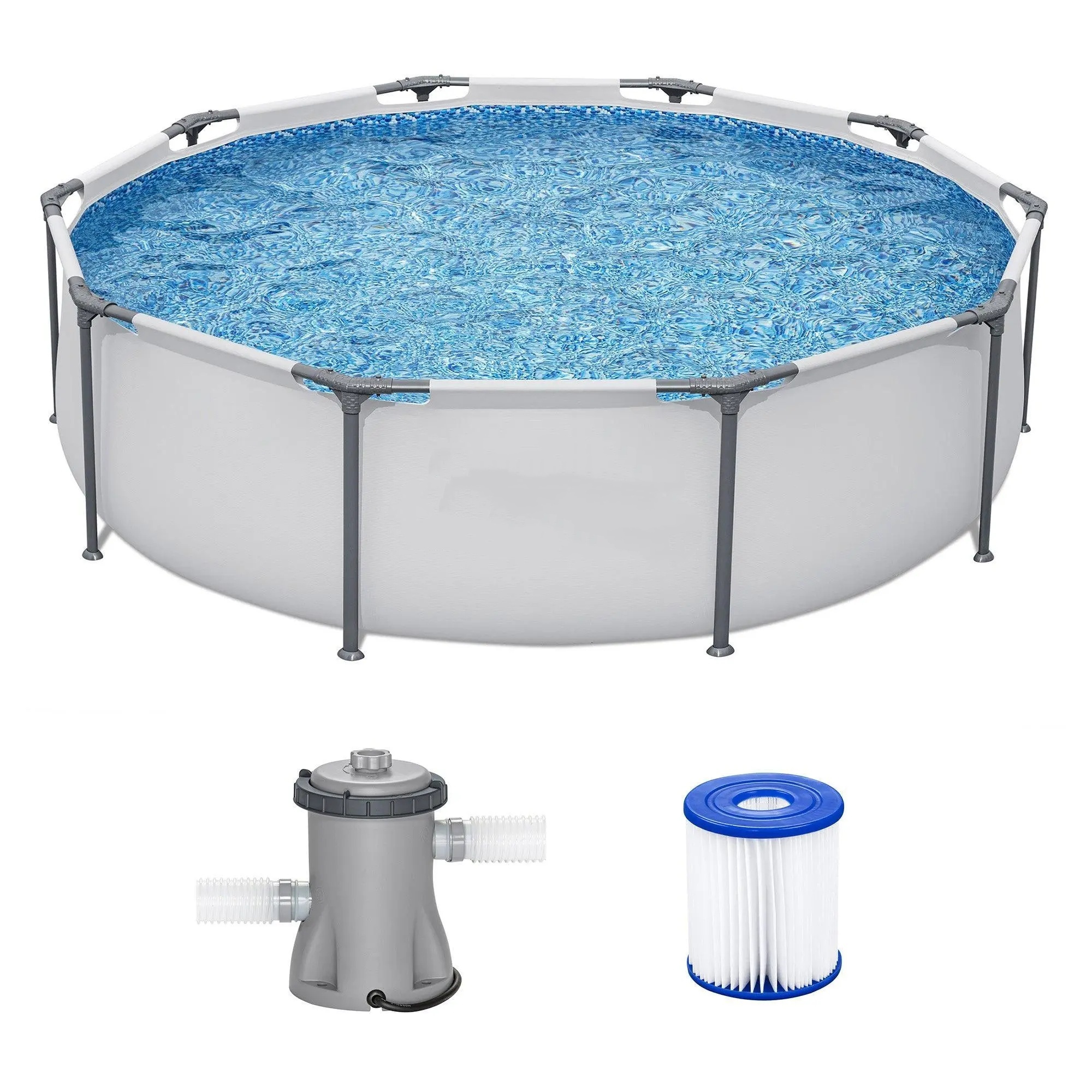 10'x30" Round Above Ground Outdoor Swimming Pool with Pump