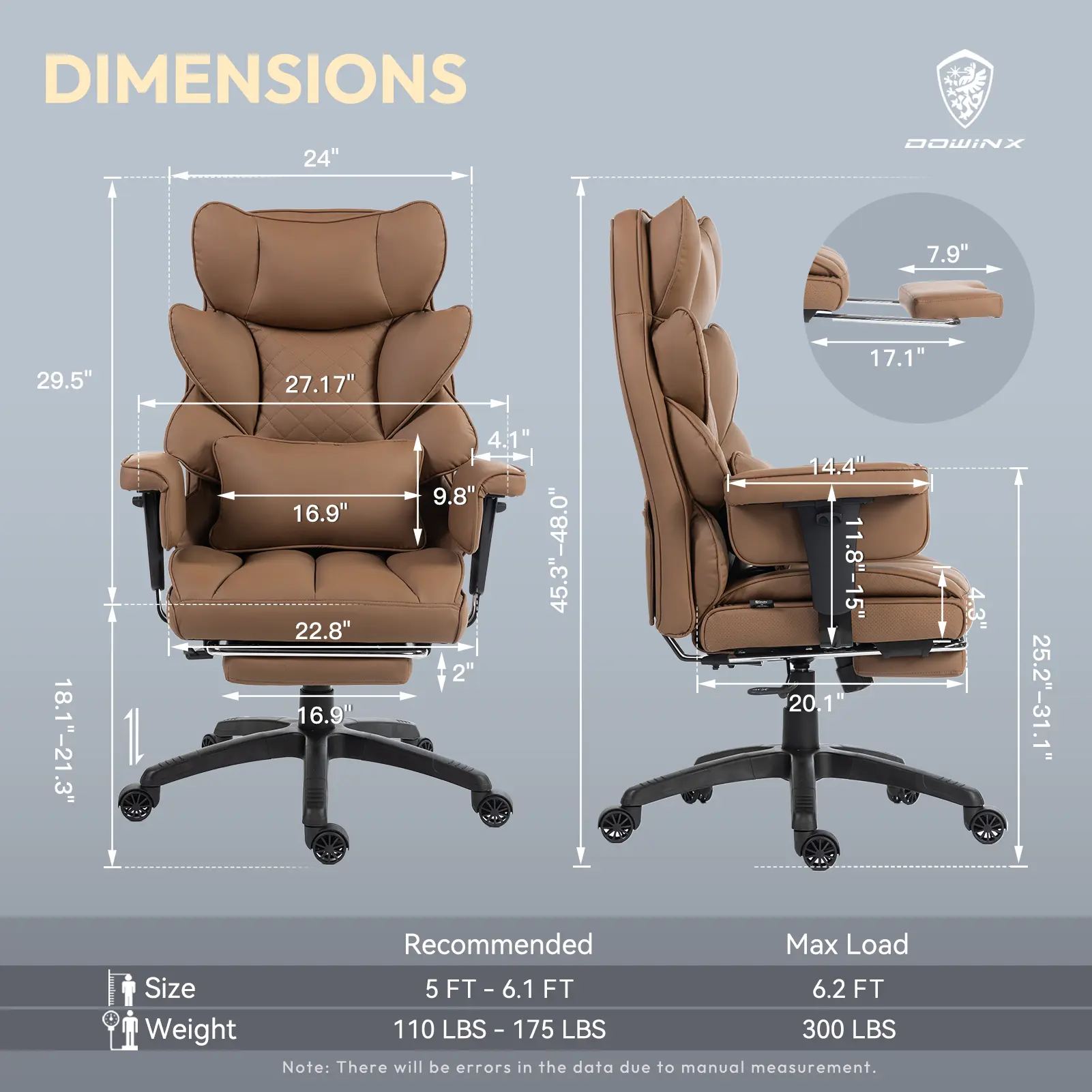 Ergonomic Office Chair - Big & Tall Executive Desk Chair with Pocket Spring Lumbar Support, High-Back Adjustable Gaming Chair