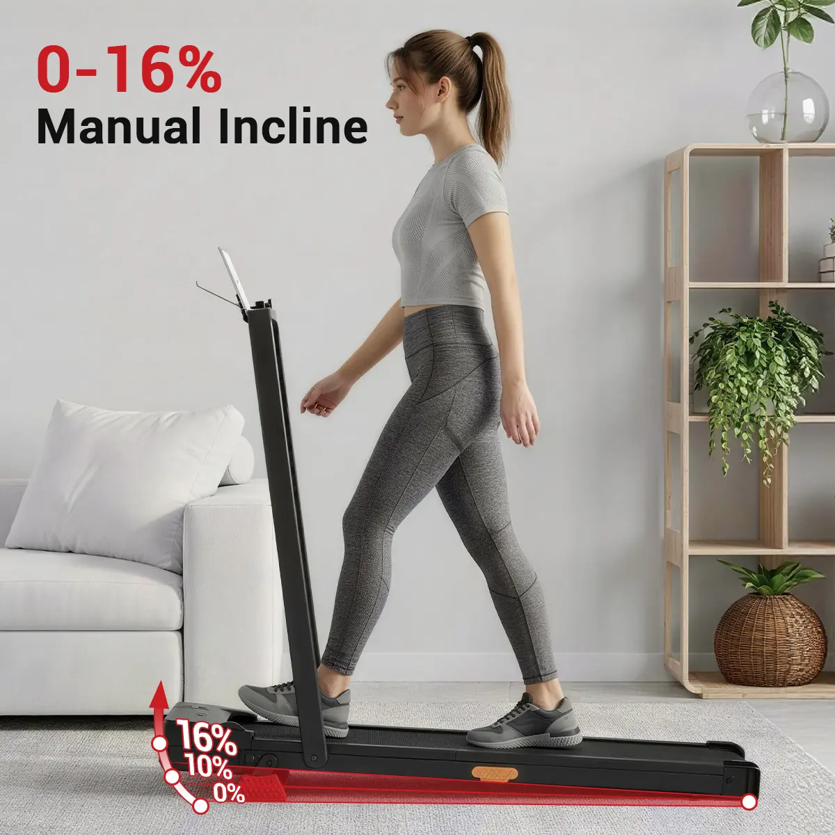 【Summer Sale!】walking pad Folding Walking treadmill for Home/Office, 16% Incline, Handrails, 300 lbs Capacity indoor walking machine summerwins summerwins