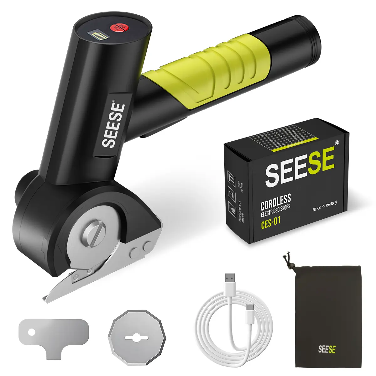Cordless Rechargeable Electric Scissors – Portable Cutter for Fabric, Cardboard, Leather, Carpet & Crafting Sewing Tools
