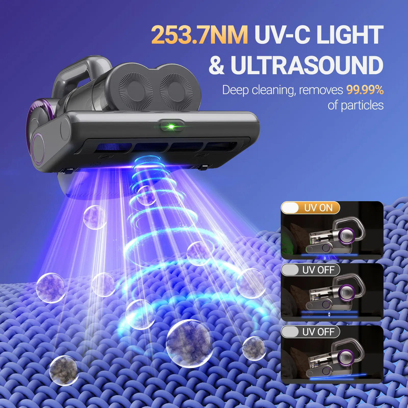 Mattress Vacuum Cleaner with UV-C light,for Dust Mites Removal