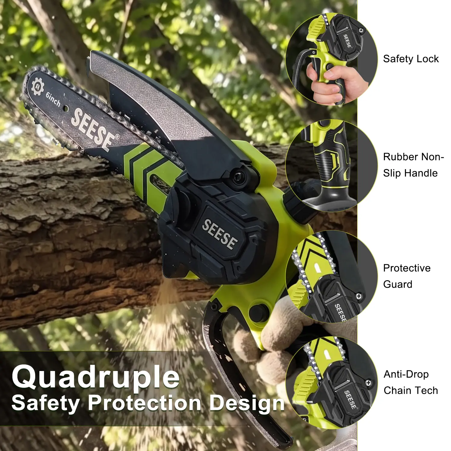 6-Inch Brushless Mini Chainsaw with Automatic Oiling System