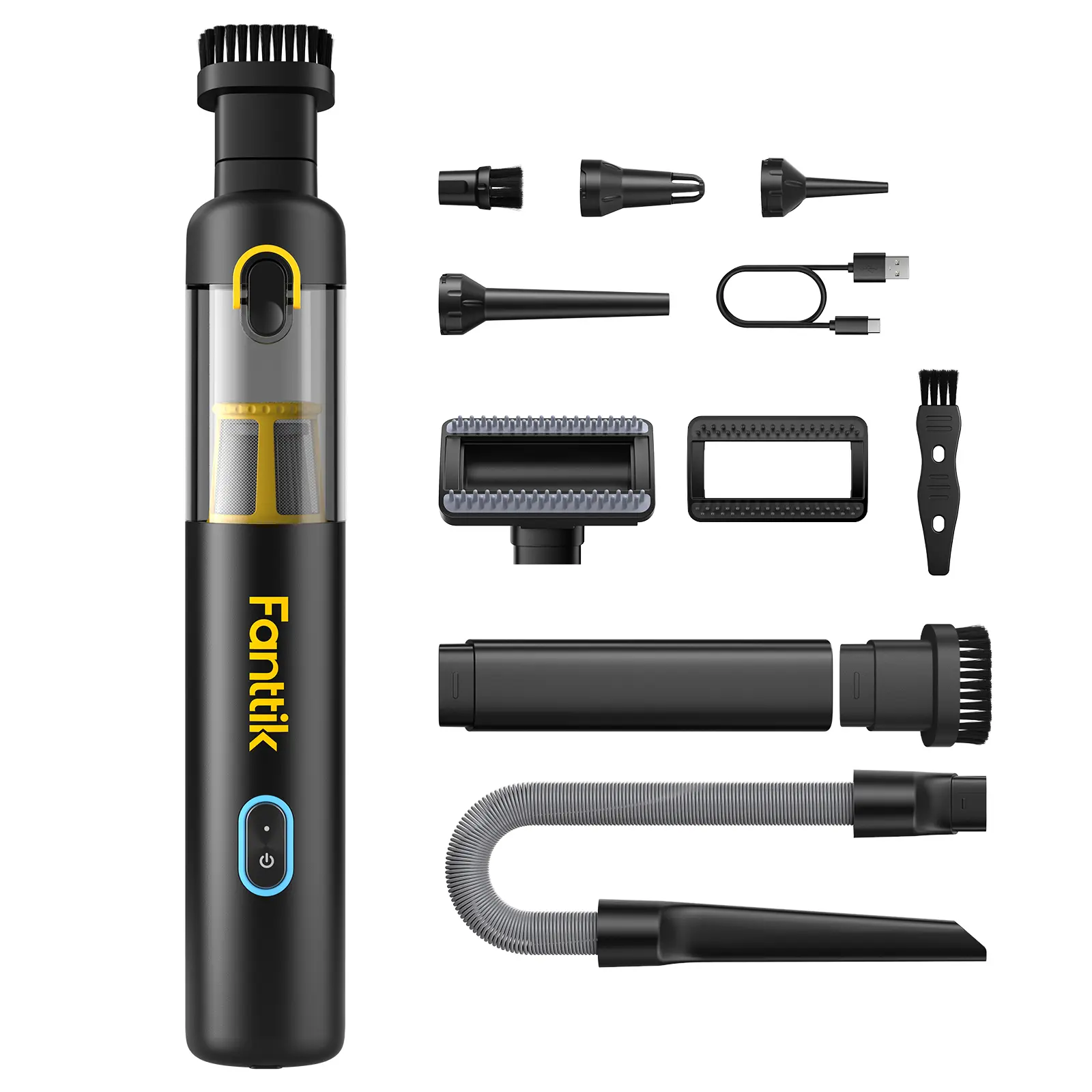 Cordless Car Vacuum High Power, 12000Pa/30AW, RobustClean Mini Vacuum with Flexible Hose and Pet Brush