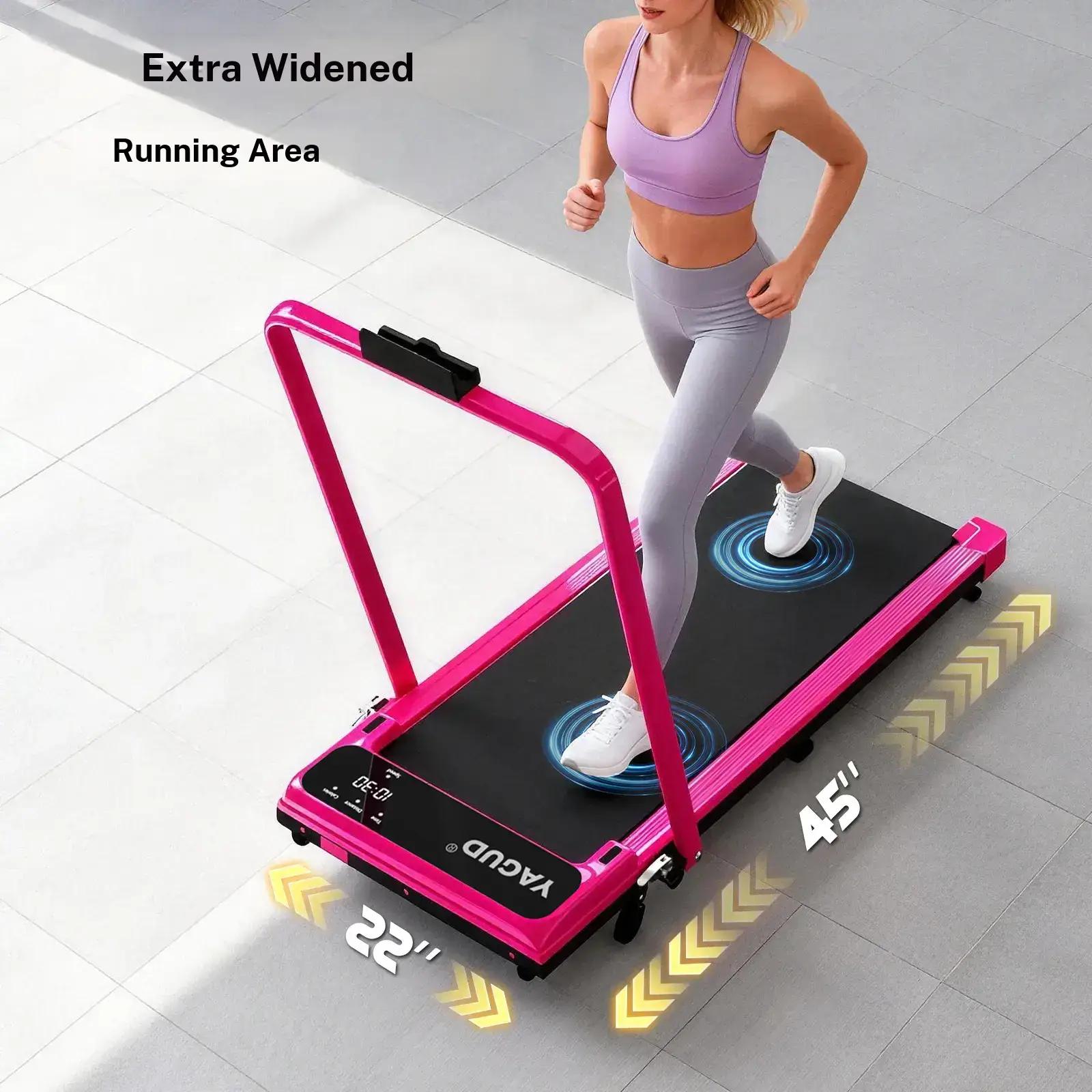 Foldable Handrail Adjustable Incline Treadmill, Low Noise Motor Walking Pad, 265lbs Weight Capacity,
