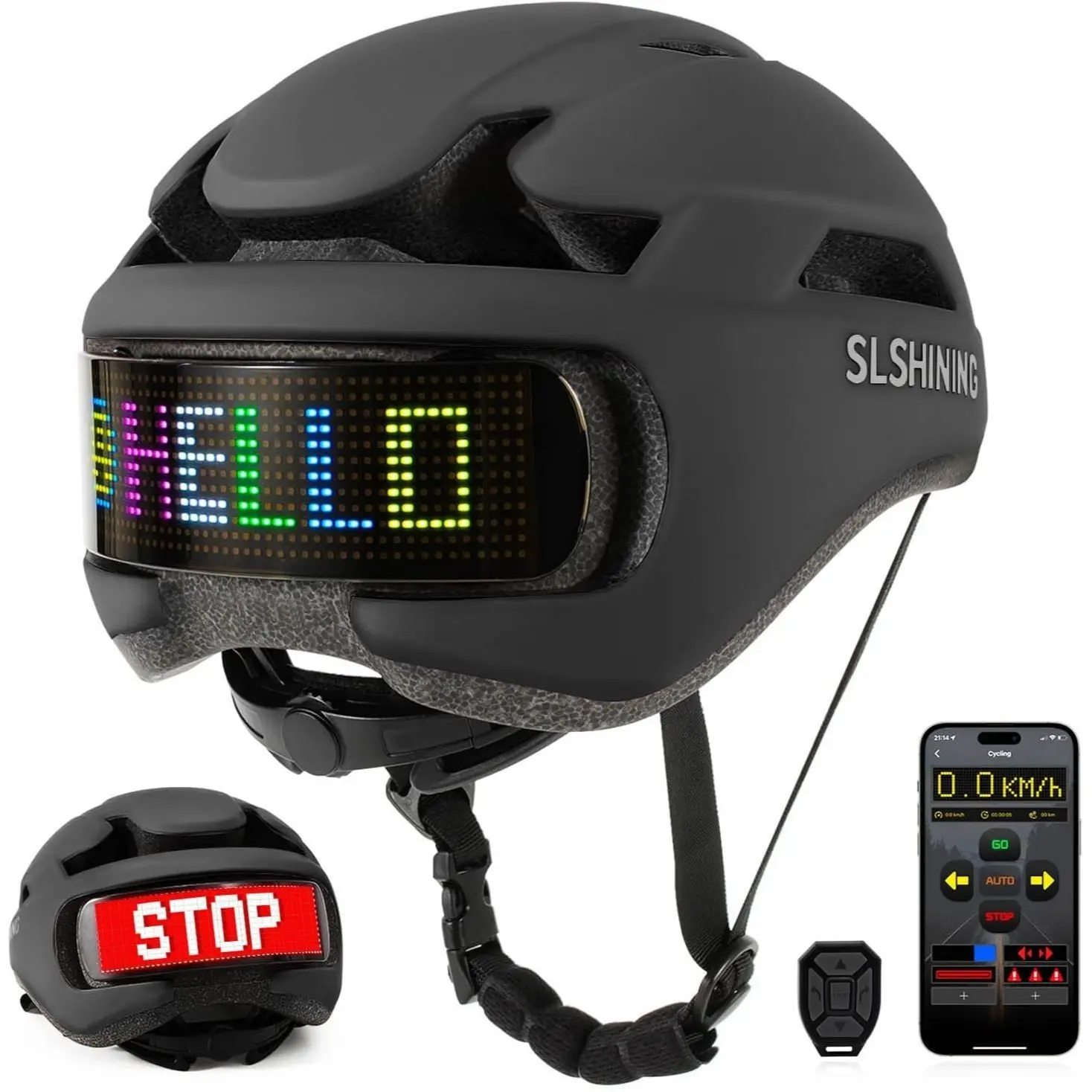 Electric Bike Adult Motorcycle Helmet with LED and Remote - Programmable light display, perfect for night rides, cosplay, and tech enthusiasts - boosts visibility and safety, CPSC & FCC certified, adjustable size, 1500mAh battery