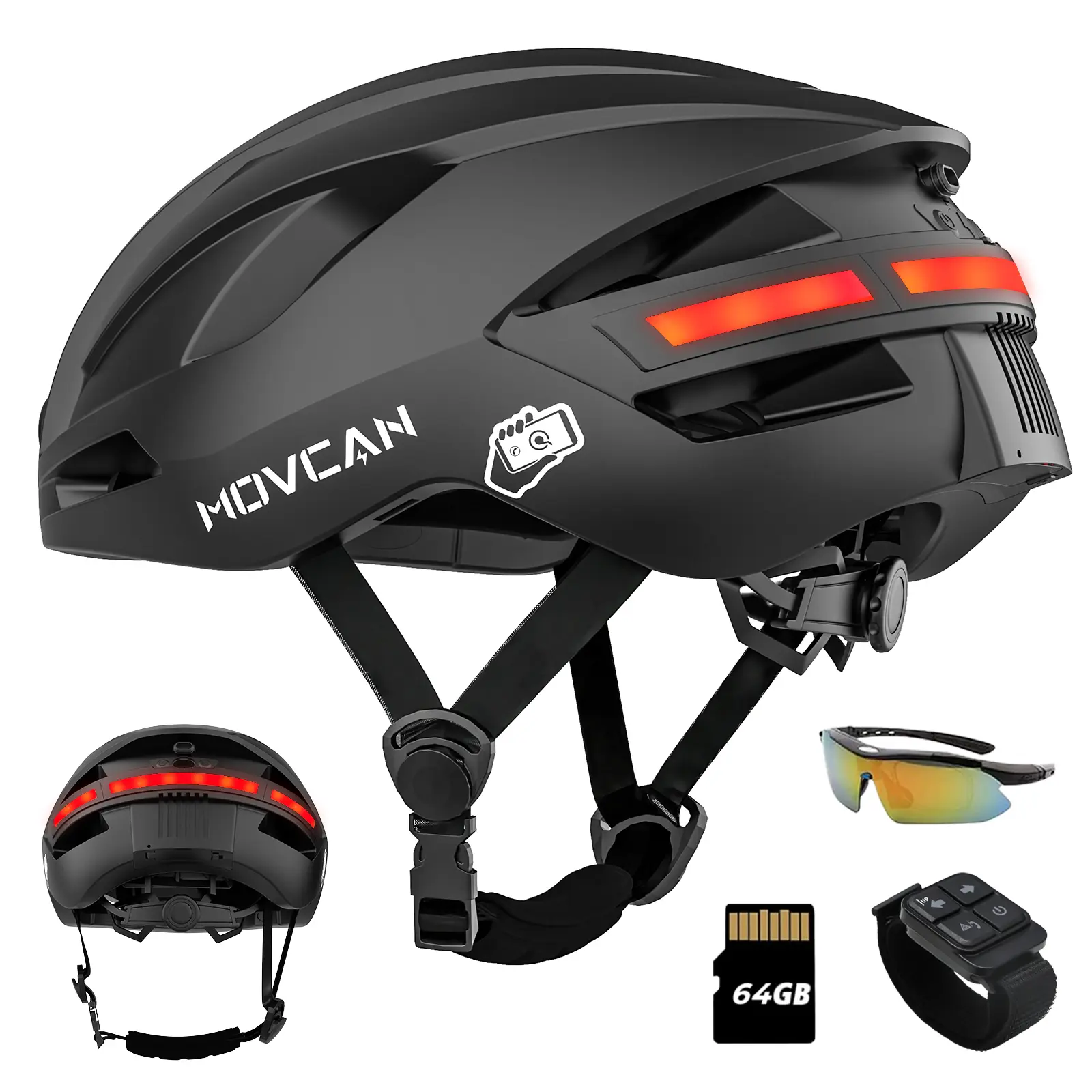  Bike Helmet for Adult Men Women 64G, Smart Bluetooth Helmet with Cameras Front HD 1080P Video Recorder for Riding Ebike