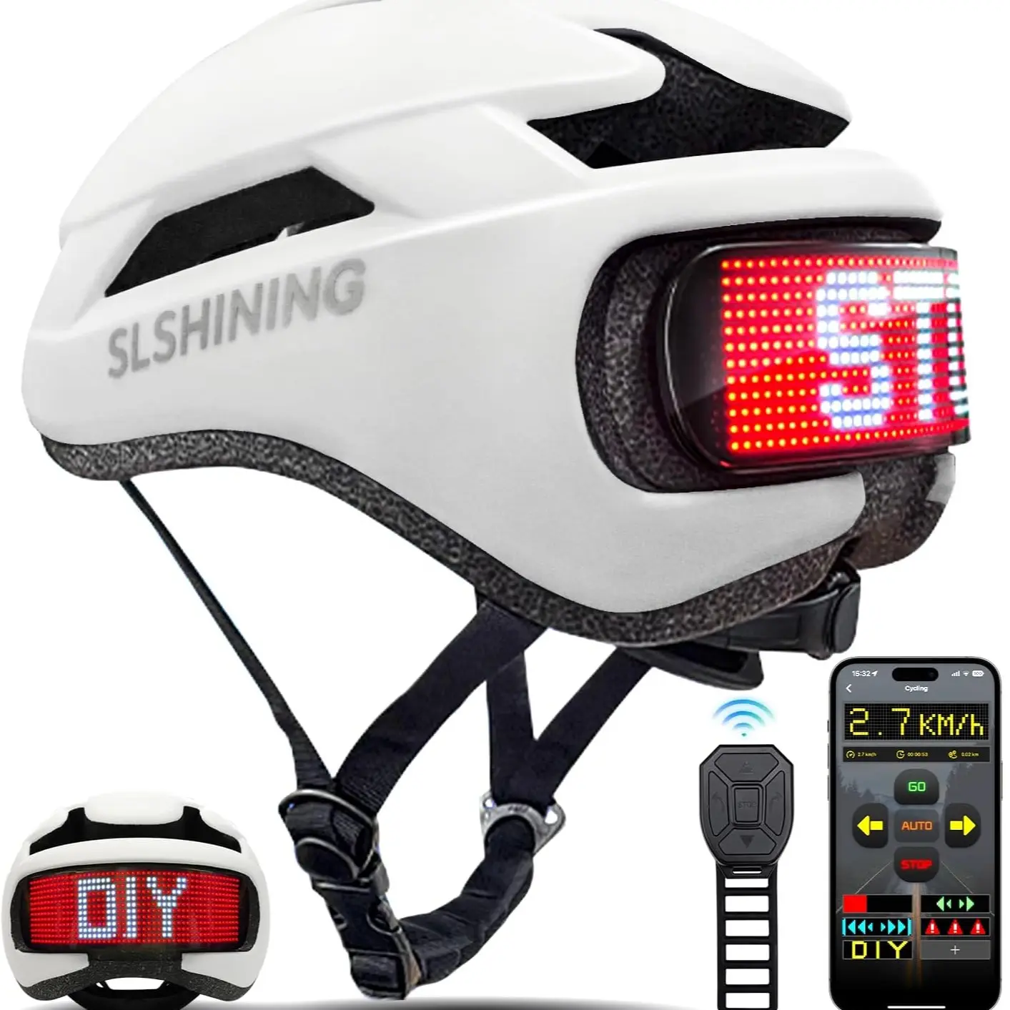 Electric Bike Adult Motorcycle Helmet with LED and Remote - Programmable light display, perfect for night rides, cosplay, and tech enthusiasts - boosts visibility and safety, CPSC & FCC certified, adjustable size, 1500mAh battery