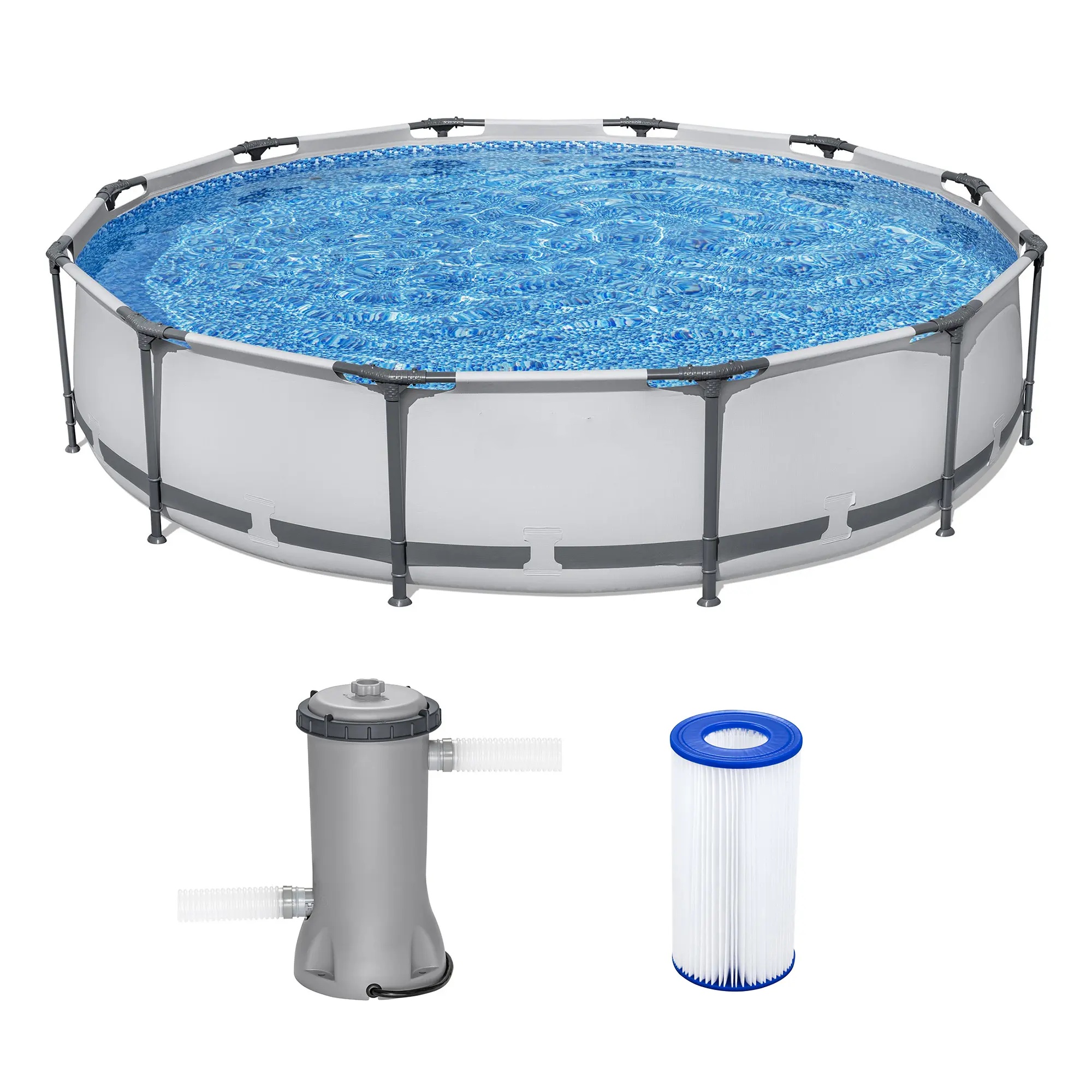 10'x30" Round Above Ground Outdoor Swimming Pool with Pump