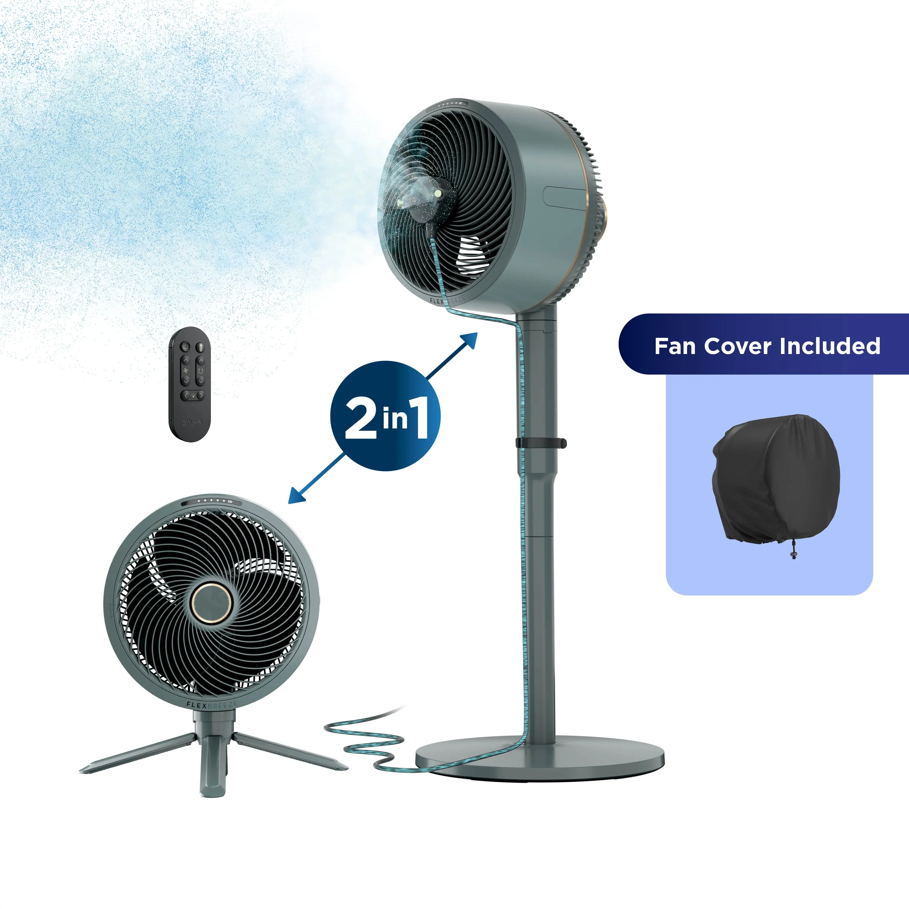 【Summer Mega Sale】2-in-1 Detachable Misting Standing & Tabletop Cooling Fan With Remote