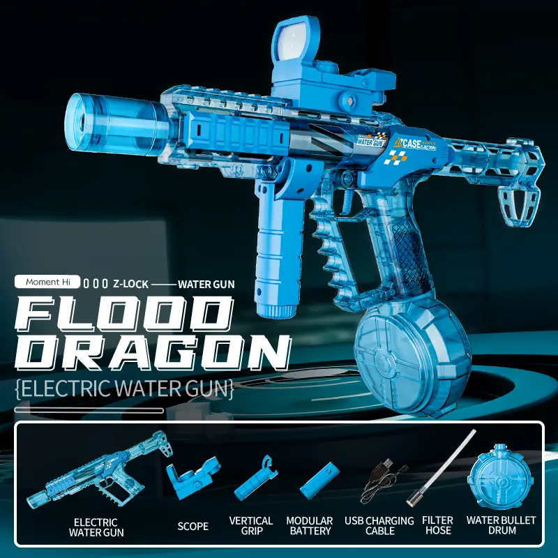  Battle Water Blaster Powerful Electric Water Gun, Automatic Squirt Blaster with Glowing Muzzle 320cc High Capacity, Up to 32 FT Range, Outdoor Summer Party Toy OutdoorFun for Adults &Kids Toys #Summervibes