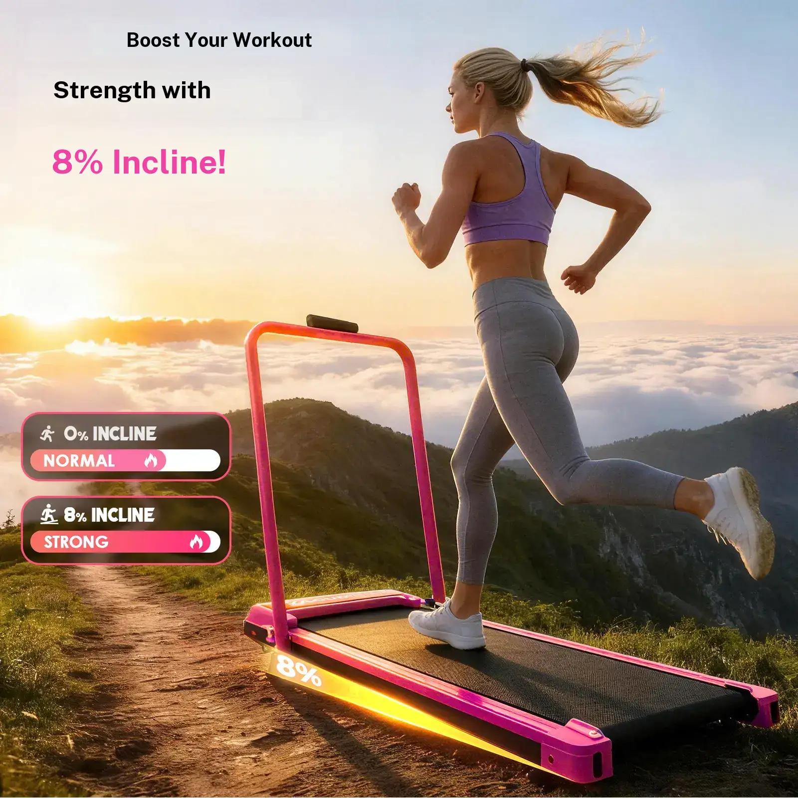 【SUMMERSALE】 YAGUD Foldable Handrail Adjustable Incline Treadmill, Low Noise Motor Walking Pad, 265lbs Weight Capacity, Remote Control & Wheels for Easy mobility, Dual Shock Absorption System Home Gym Equipment, Home Workout Equipment