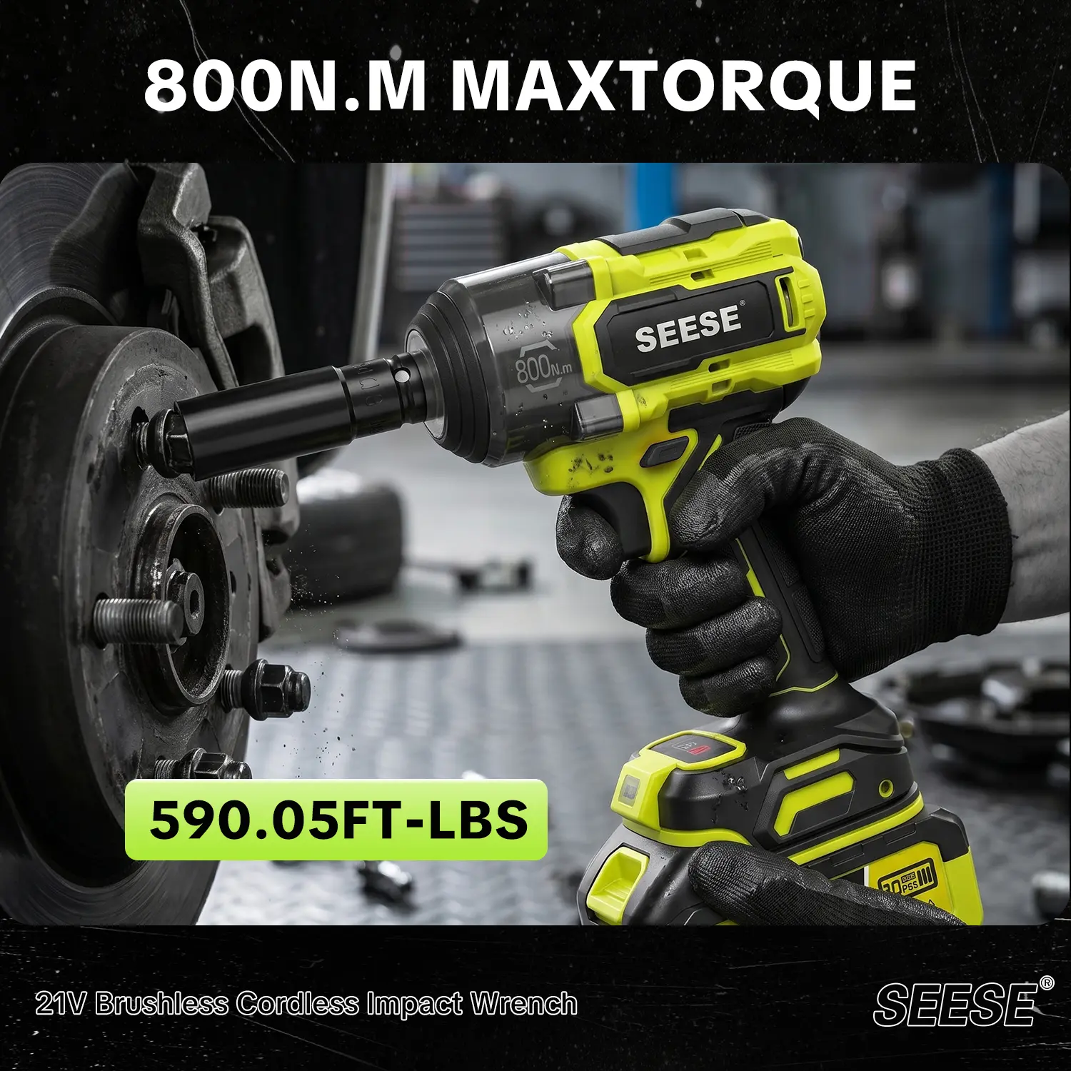 3 in 1 Cordless Impact Wrench 590 FT-LBS(800N.m) 3200IPM 1/2 Impact Gun