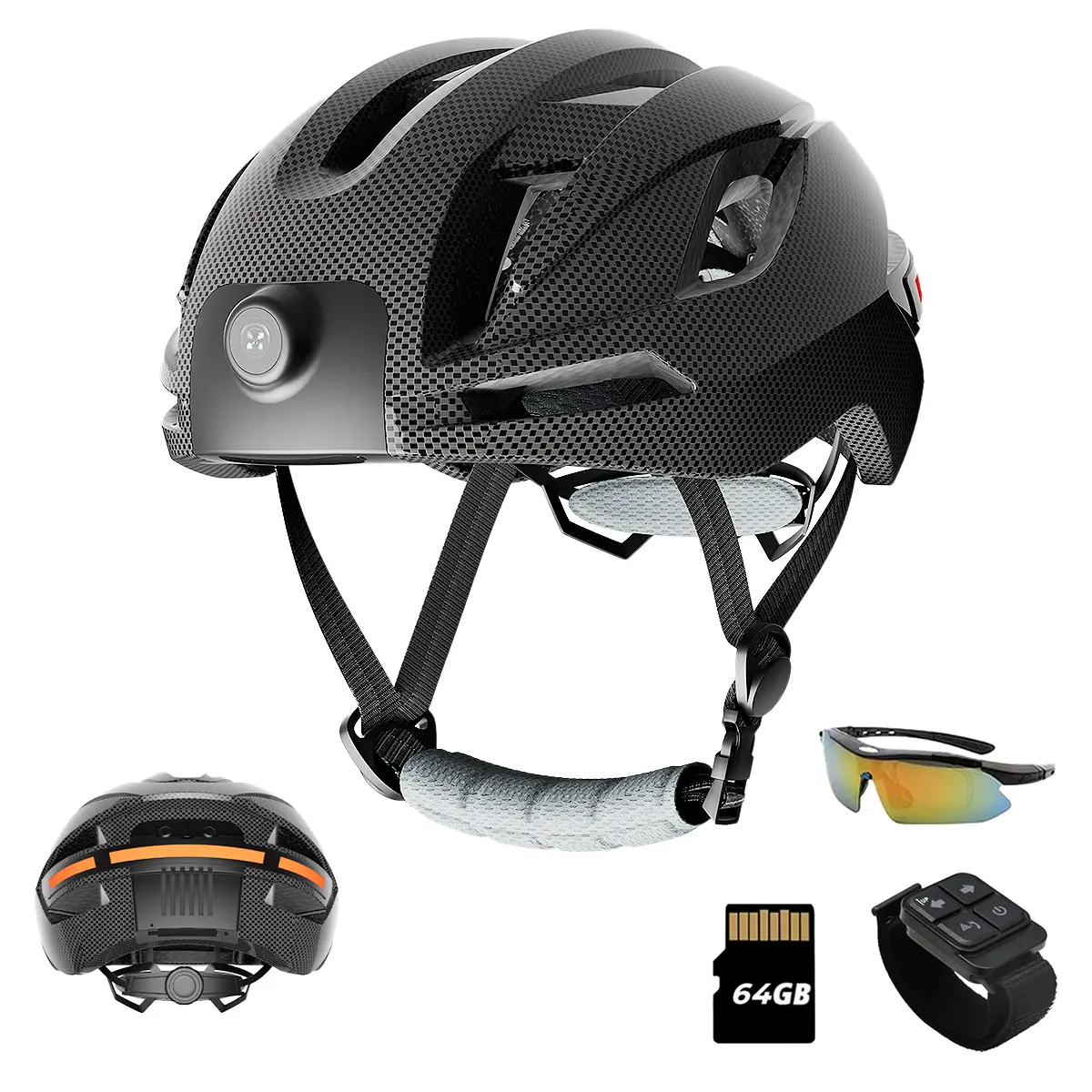  Bike Helmet for Adult Men Women 64G, Smart Bluetooth Helmet with Cameras Front HD 1080P Video Recorder for Riding Ebike