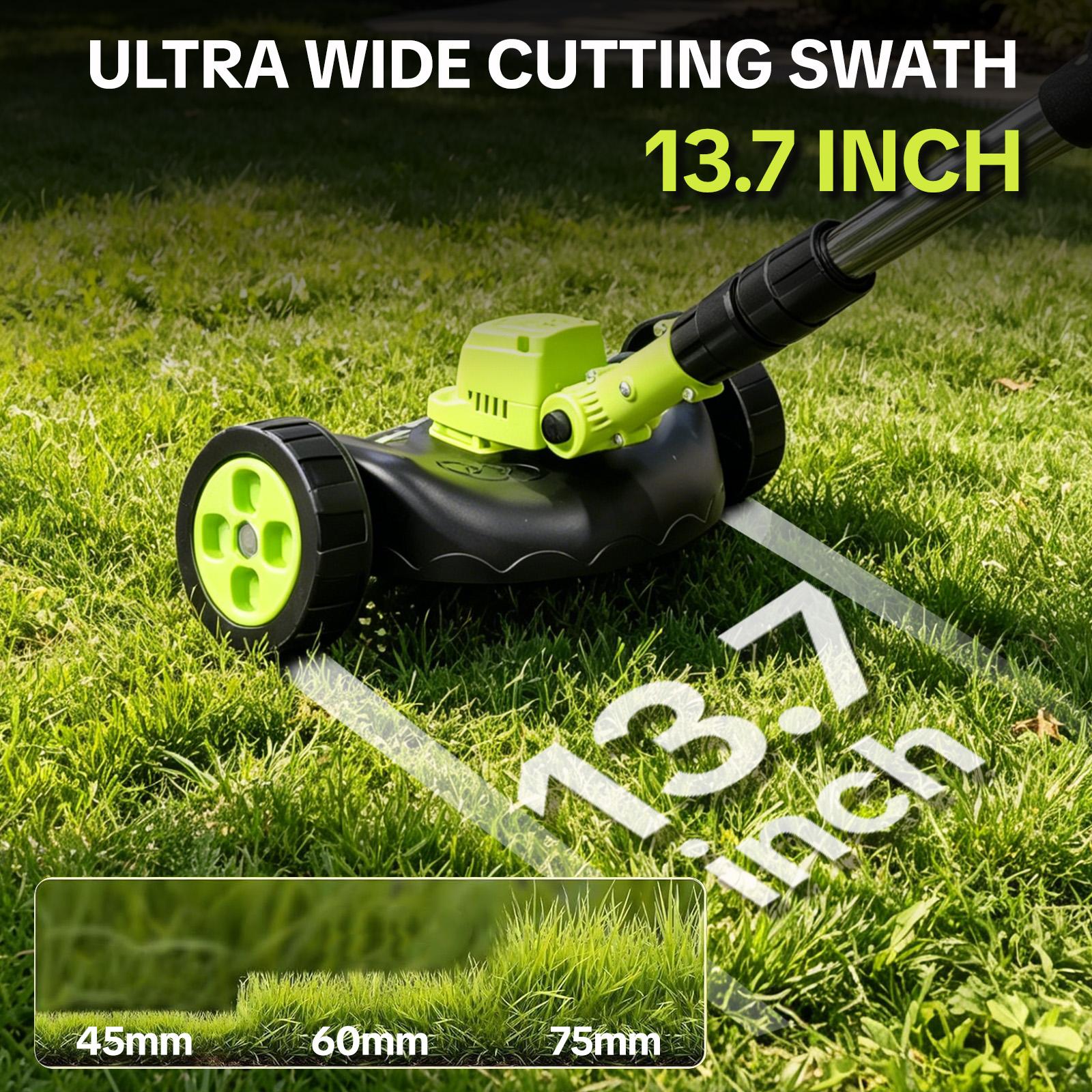 Cordless Lawn Mower, Garden Tool (Mower, Trimmer, Edger) with 2×21V Batteries, Lightweight for Small to Medium Backyards Grass Cutting Tool Grasscutters