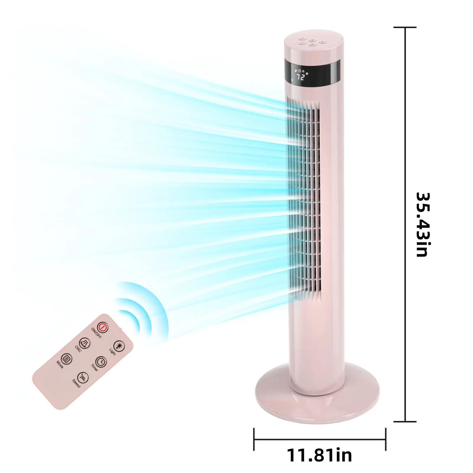 Antarctic Star 43in Tower Standing Fan - 85° Oscillation, 12H Timer, Remote Control