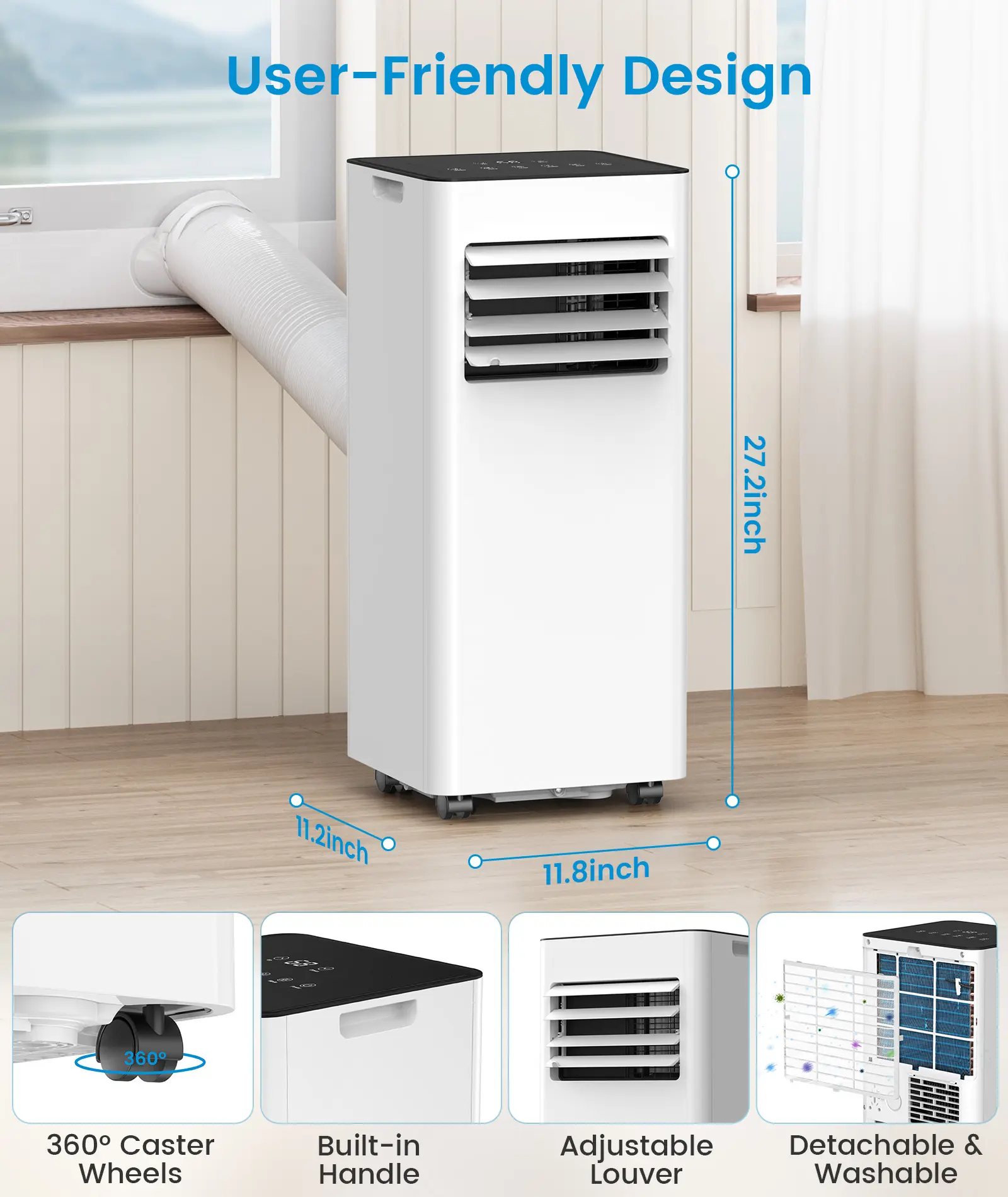 Portable Air Conditioners Cool Up to 350/450 Sq.Ft, 4 Modes Portable AC Unit with Remote Control