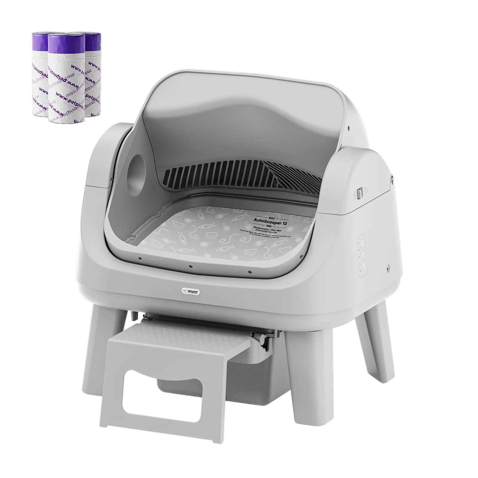  12 Lite Open-Top Automatic Self-Cleaning Cat Litter Box, Easy-Entry Front Step, Triple Safety Protection, No App Required