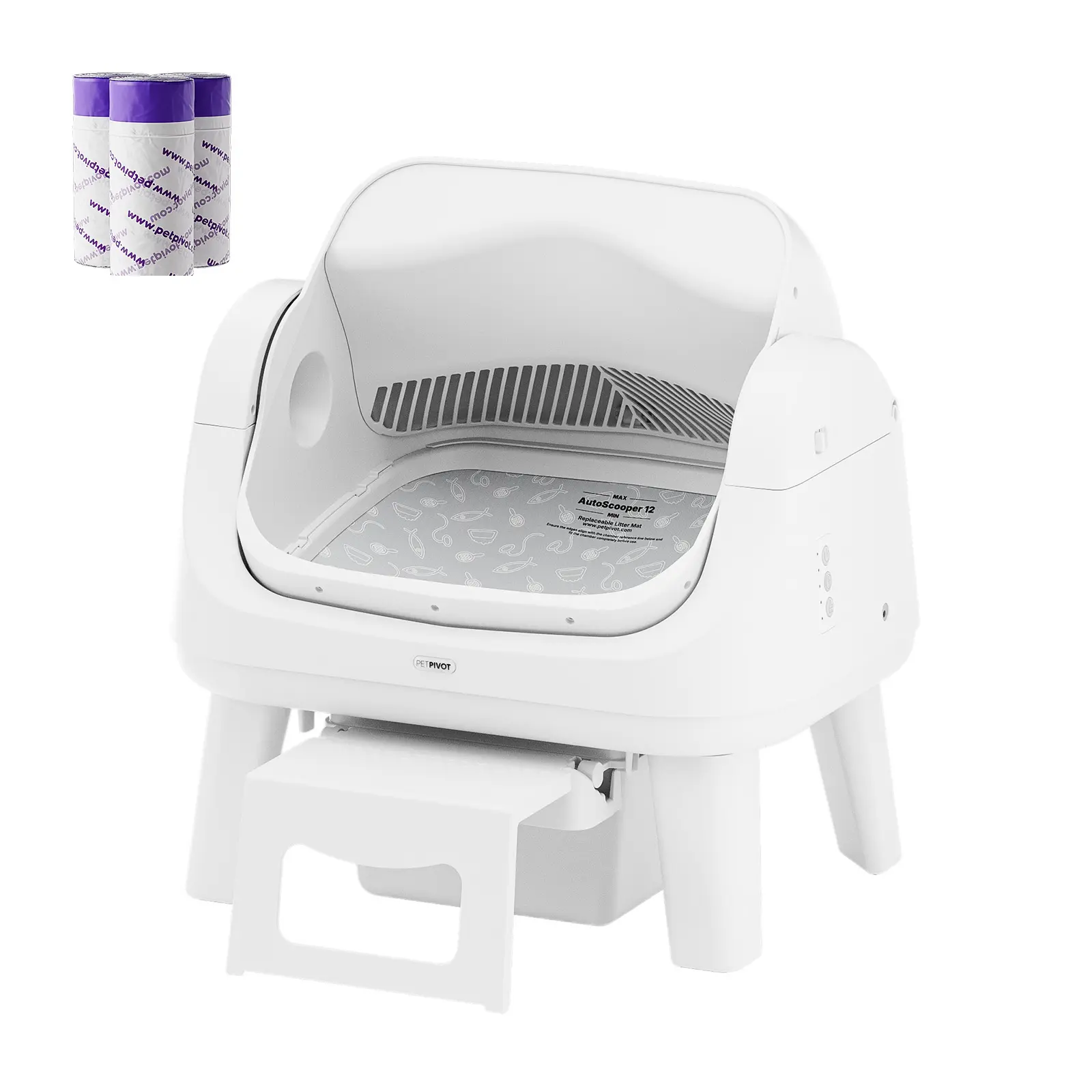  12 Lite Open-Top Automatic Self-Cleaning Cat Litter Box, Easy-Entry Front Step, Triple Safety Protection, No App Required