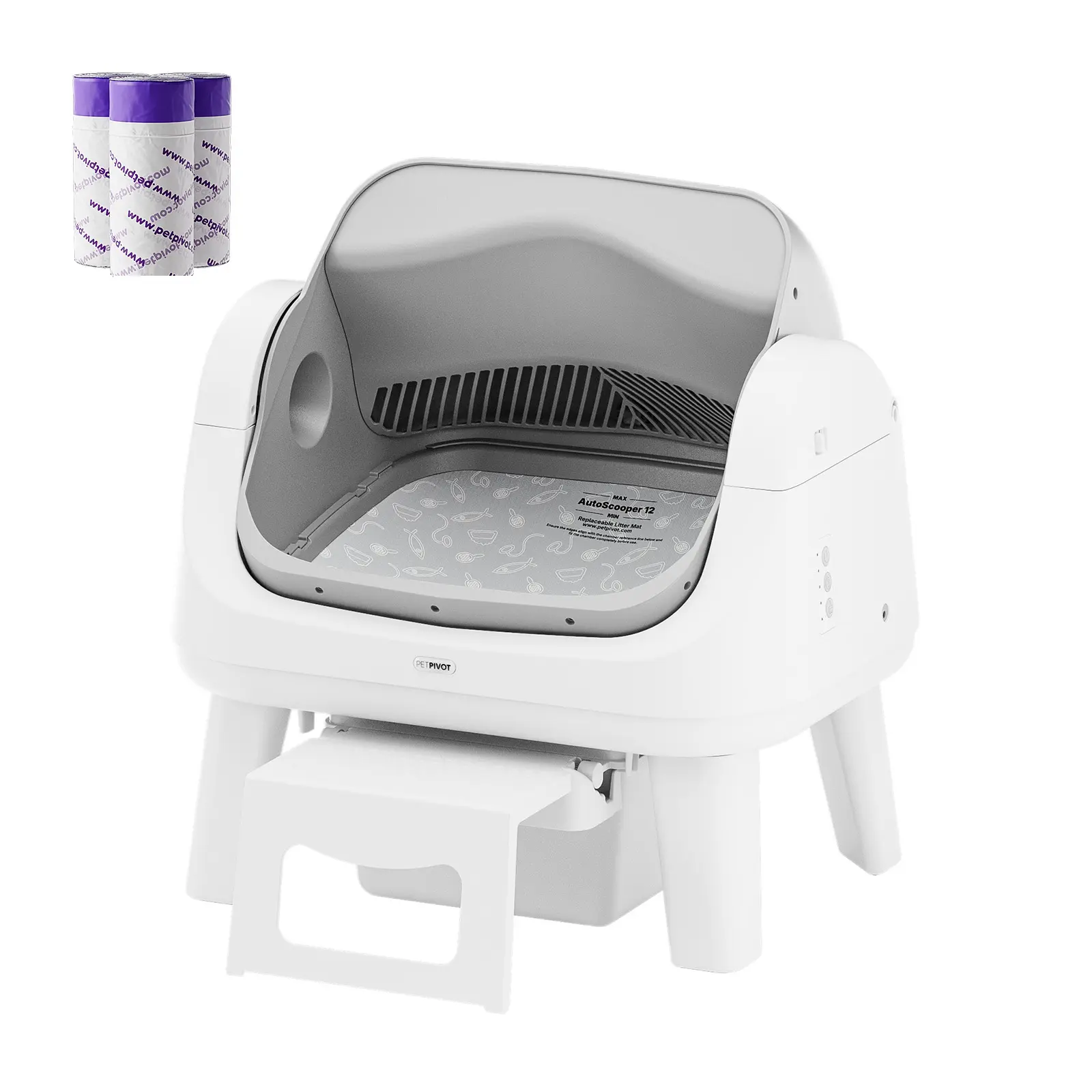  12 Lite Open-Top Automatic Self-Cleaning Cat Litter Box, Easy-Entry Front Step, Triple Safety Protection, No App Required