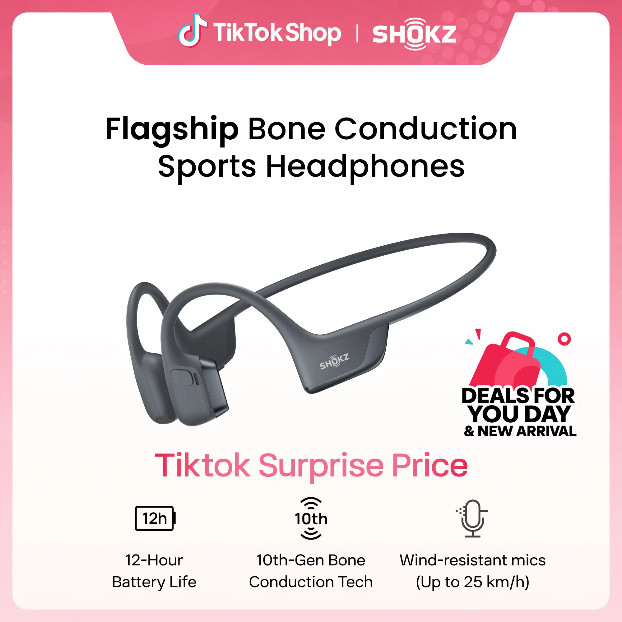 Open-Ear, Bone Conduction Sport Headphones - Sweat Resistant