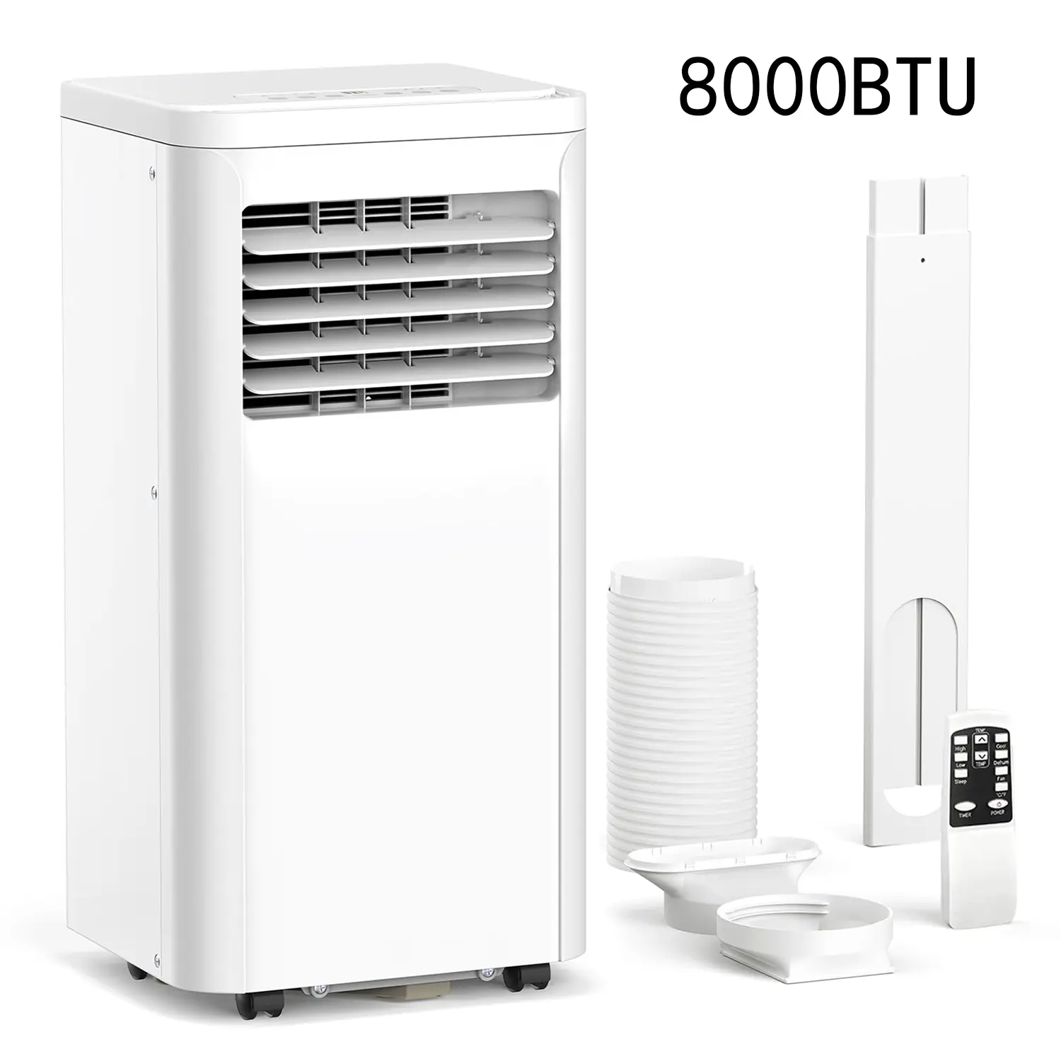Portable AC - 4-IN-1 Quiet System with Cooling Fan, Dehumidifier, Remote Control, Sleep Mode, 24H Timer, 62°F~86°F, 13.4x11.8x27in for AC Cooling Fan Bedroom, Up to 450 Sq. Ft