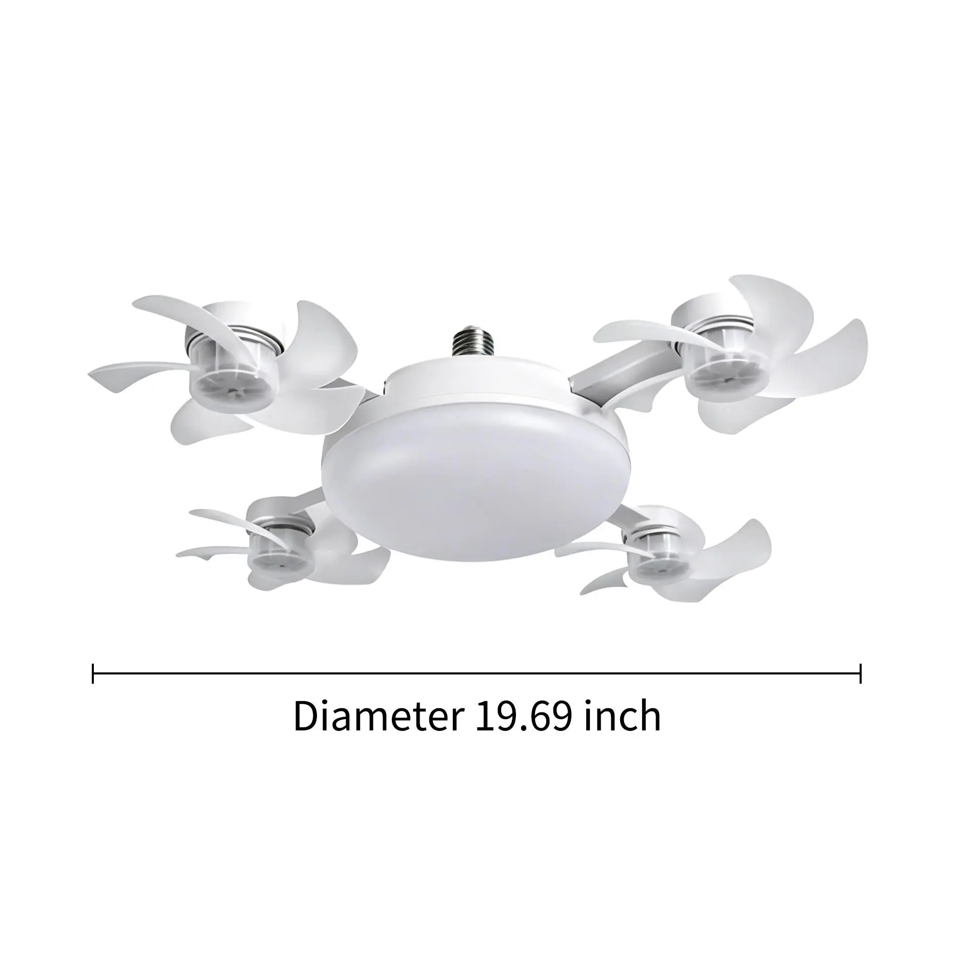 2026 New Socket Fan Light, Screw-in Ceiling Fan with Light and Remote Control, 2-in-1 E27 Dimmable LED Small Light Bulb Fan, Ultra-Quiet Energy-Saving Cooling Fan for Bedroom, Kitchen, Garage