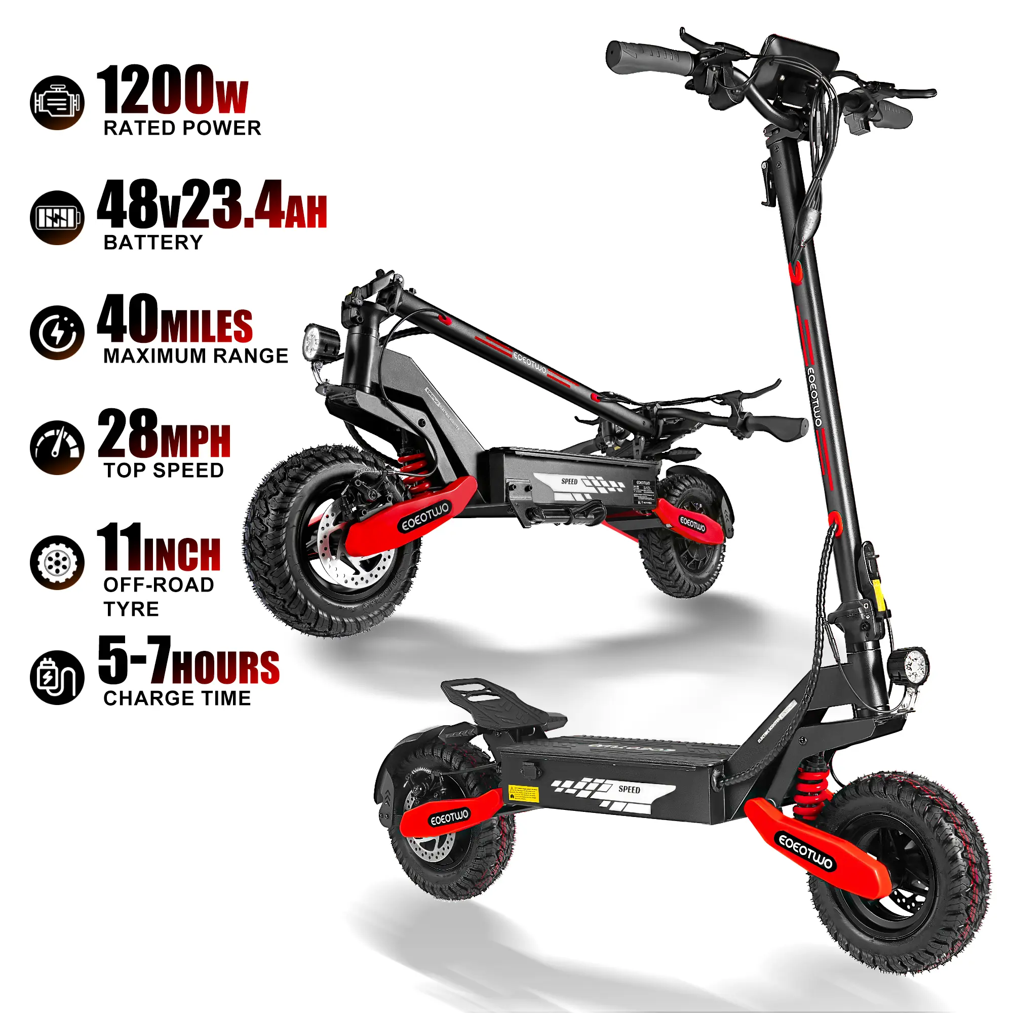 【Summer Clearance】Electric Scooter-Adult Model -1200W, 11-inch Solid Tires, 28 mph Speed, Long Range of 40miles, Suitable for Adults, Foldable Commuter ElectricScooter, Dual Disc Brakes, Dual Shock Absorbers, FoldableElectric Scooter