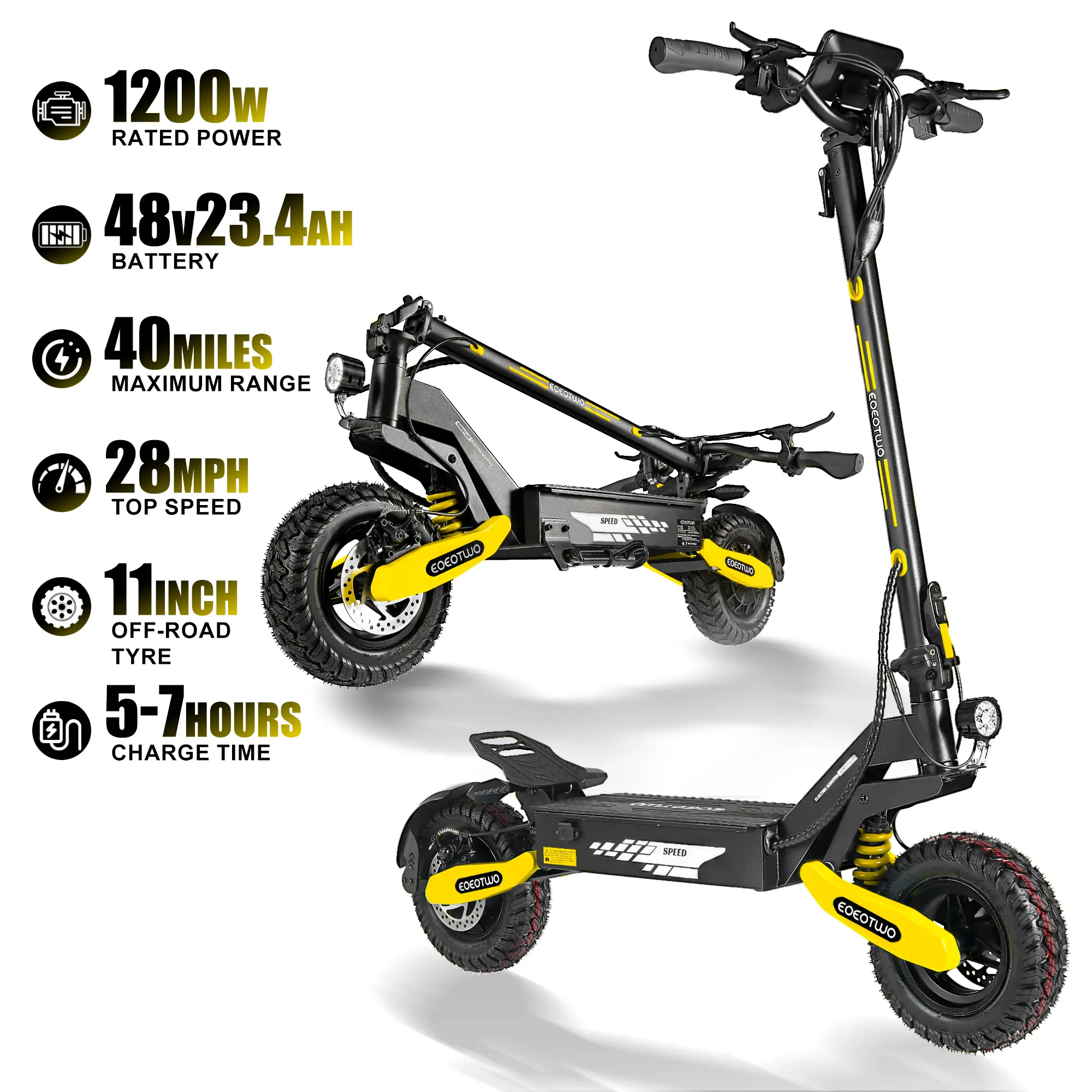 【Summer Clearance】Electric Scooter-Adult Model -1200W, 11-inch Solid Tires, 28 mph Speed, Long Range of 40miles, Suitable for Adults, Foldable Commuter ElectricScooter, Dual Disc Brakes, Dual Shock Absorbers, FoldableElectric Scooter