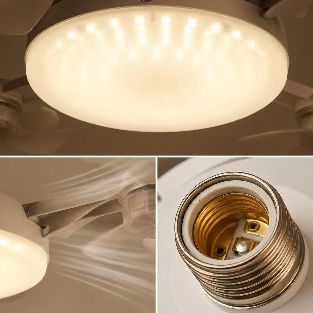 2026 New E27 Socket Ceiling Fan Light - 2-in-1 Silent LED Fan with Remote Control, Energy-Saving Cooling & Lighting Combo for Home Bedroom summervibes tiktokshopbacktoschool,back to school,back to school haul,gift
