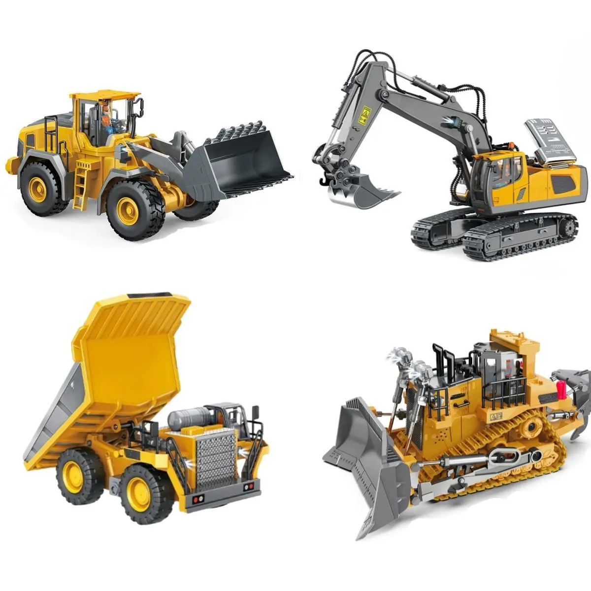 (Easy for kids!)Excavator RC Construction Truck 2.4G High-tech Remote-Control Bulldozer Construction Vehicle Electronic Toy Features lights, sounds and realistic tracks, suitable for children's play, children's gifts, birthday gifts,not 100% metal