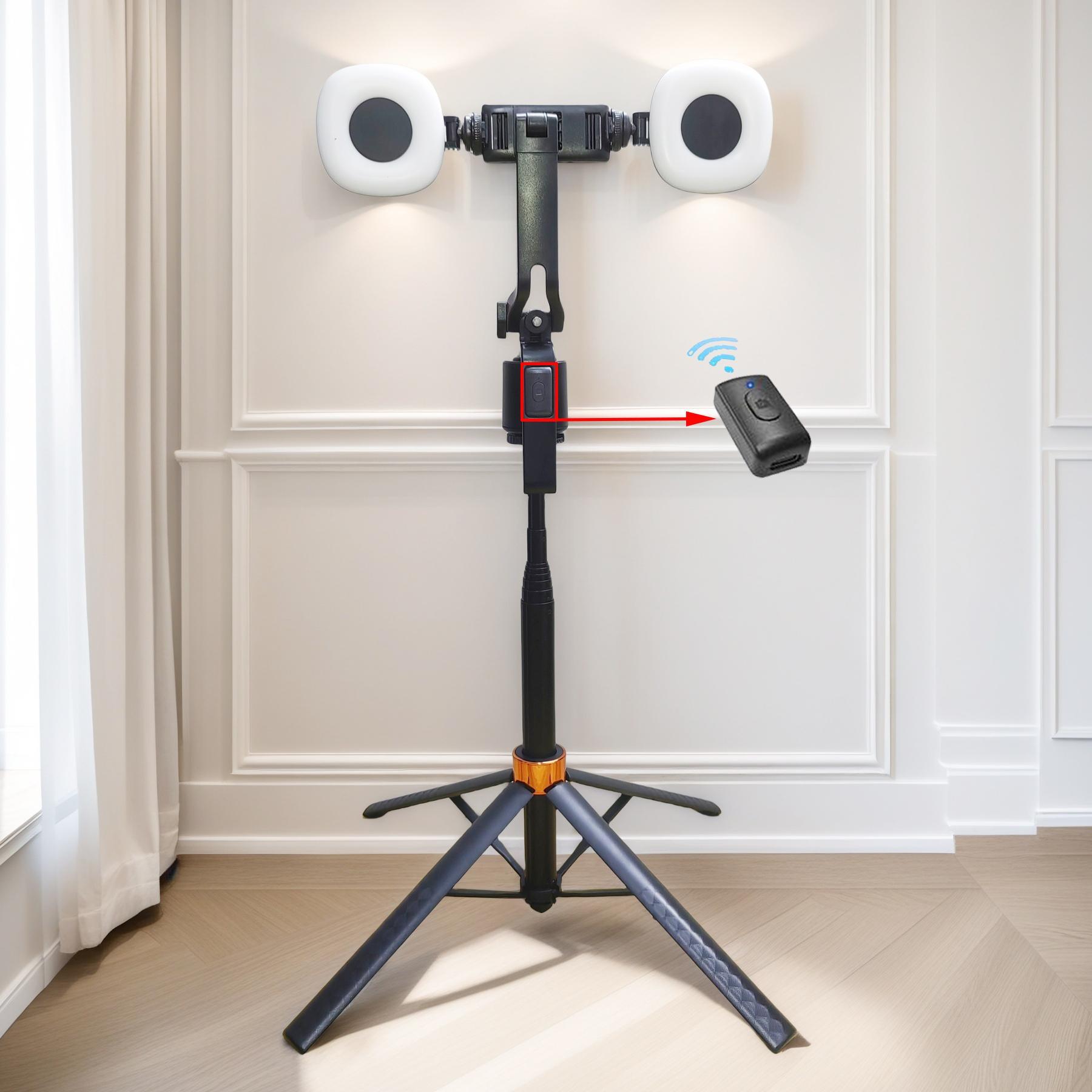 360° Rotatable Adjustable Selfie Stick Tripod, Rechargeable Smart Face Tracking Tripod with 2 Fill Lights, Auto Face Tracking Phone Holder for Vlog, Live Streaming, Remote Tripod 360° Rotatable Adjustable Selfie Stick Tripod, Rechargeable Smart Face Tracking Tripod with 2 Fill Lights, Auto Face Tracking Phone Holder for Vlog, Live Streaming, Remote Tripod