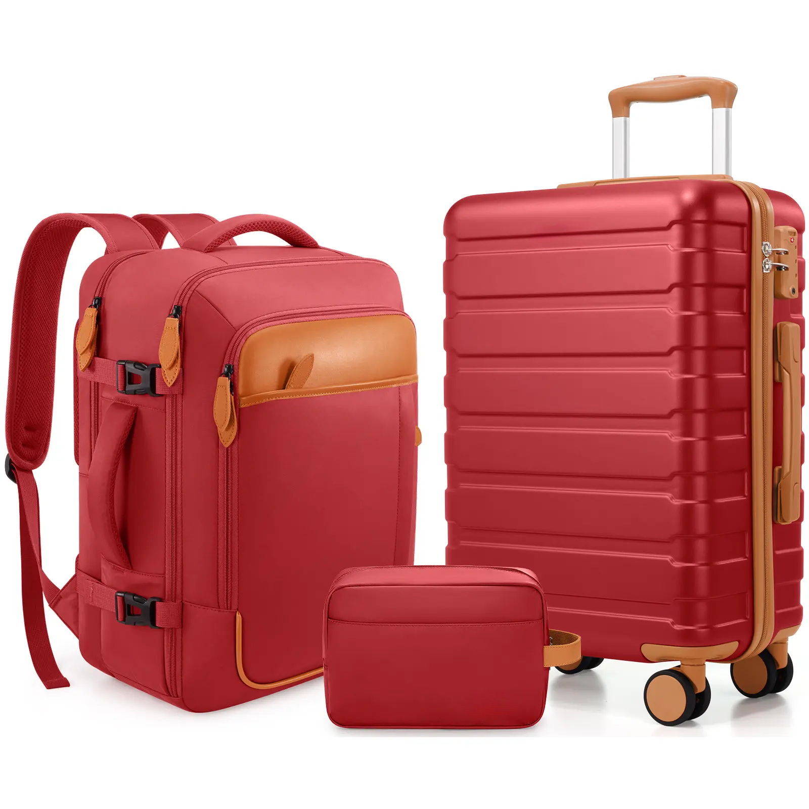 Luggage Set 3 Piece ABS Hardshell Carry On Suitcase with Spinner Wheels YKK Zipper TSA Lock Travel Backpack Airline Approved for Easy Travel - Luggagesets Traveling Bag #Summervibes, Lightweight Luggage tiktokshopbacktoschool