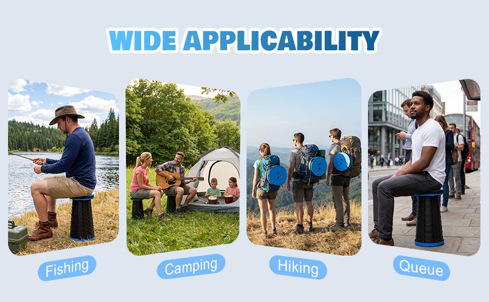 Foldable Telescopic Stool - Portable Collapsible Camping Stool, Adjustable Height Retractable Seat for Adults & Kids, Lightweight Travel Stool with Carry Strap Foldable Telescopic Stool - Portable Collapsible Camping Stool, Adjustable Height Retractable Seat for Adults & Kids, Lightweight Travel Stool with Carry Strap