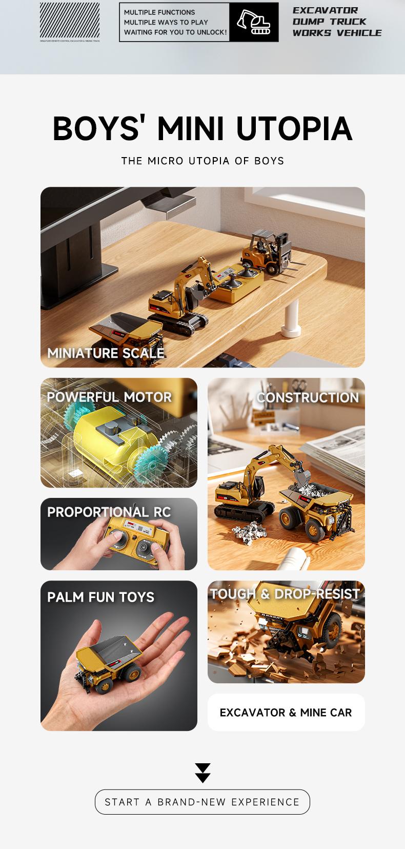 BRRRRT 1/64 RC Forklift Toy Remote Control Excavator RC Dump Truck RC Bulldozer for Adults Kids Boys and Girls RC Construction Vehicles