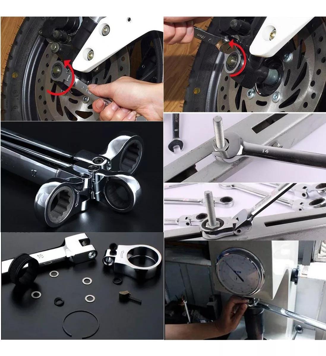 17Pcs Flexible Head Combination Wrench Set - Chrome Vanadium Steel High Torque Tool, Multifunctional Combination Spanner Kits with Off-Corner Loading, Double-Ended Flexible Extension, No Assembly for Automotive Mechanics & DIY Maintenance, Multifunctional 17Pcs Flexible Head Combination Wrench Set - Chrome Vanadium Steel High Torque Tool, Multifunctional Combination Spanner Kits with Off-Corner Loading, Double-Ended Flexible Extension, No Assembly for Automotive Mechanics & DIY Maintenance, Multifunctional