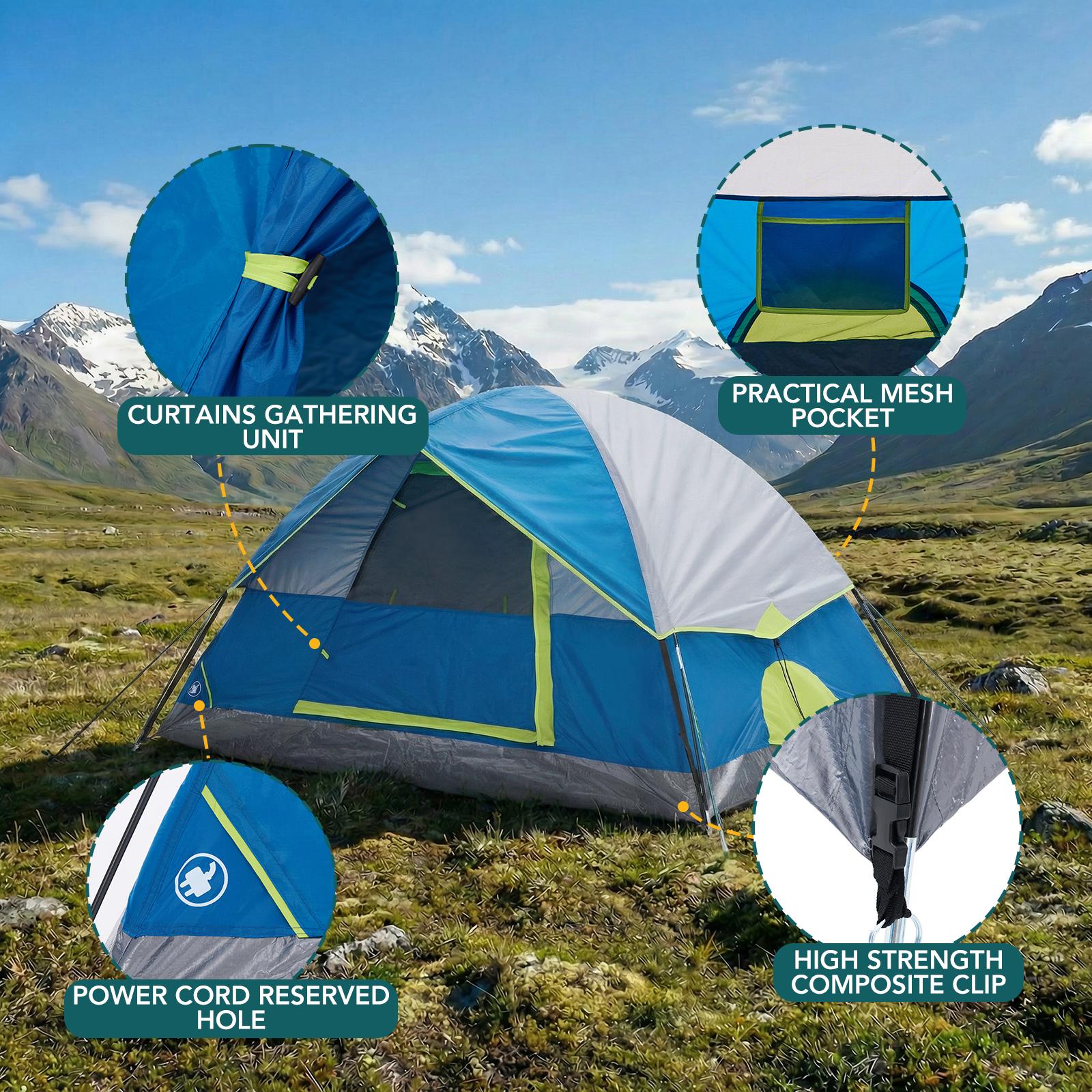 Sweetcrispy 2-8 Person Instant Polyester Camping Tent for Families, Easy Setup with Removable Rainfly, Power Cord Access & Excellent Ventilation, Easy Setup Tents, Tents For Camping